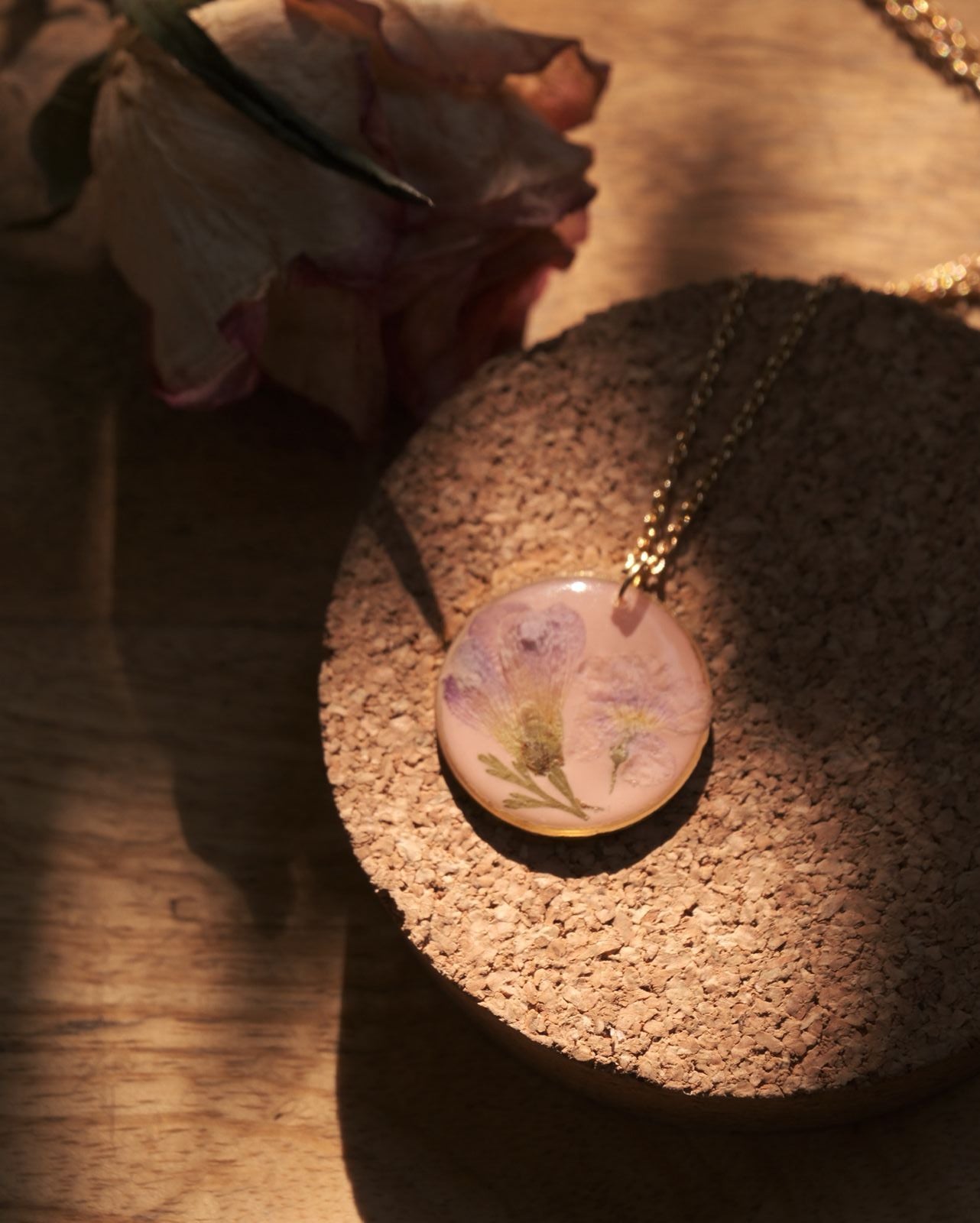 Pink Flora Charm Necklace
