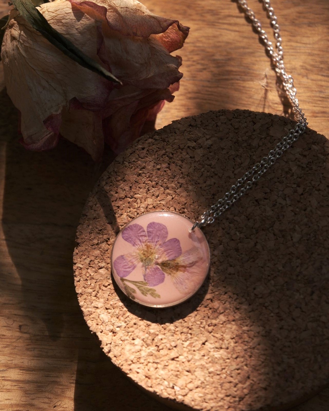 Pink Flora Charm Necklace