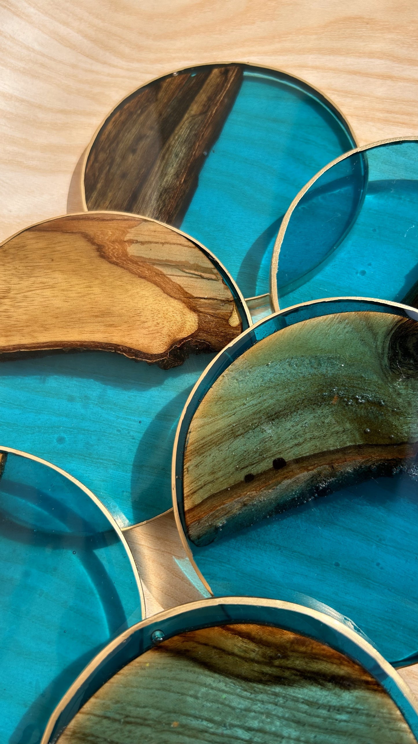 Blue Lagoon & Wood Coasters - Set of 6