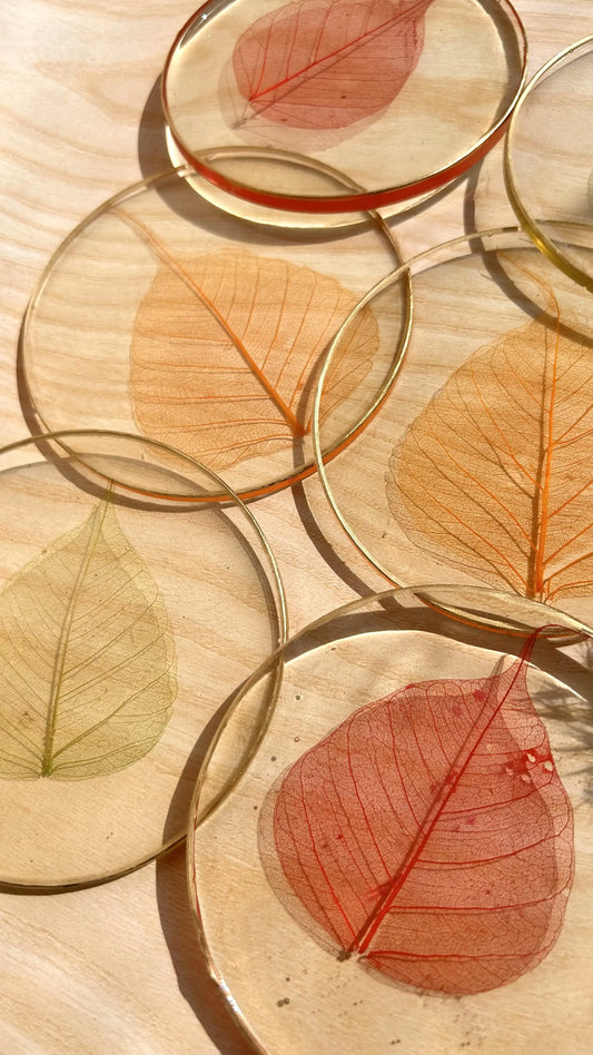 Skeleton Leaf Coasters I - Set of 6