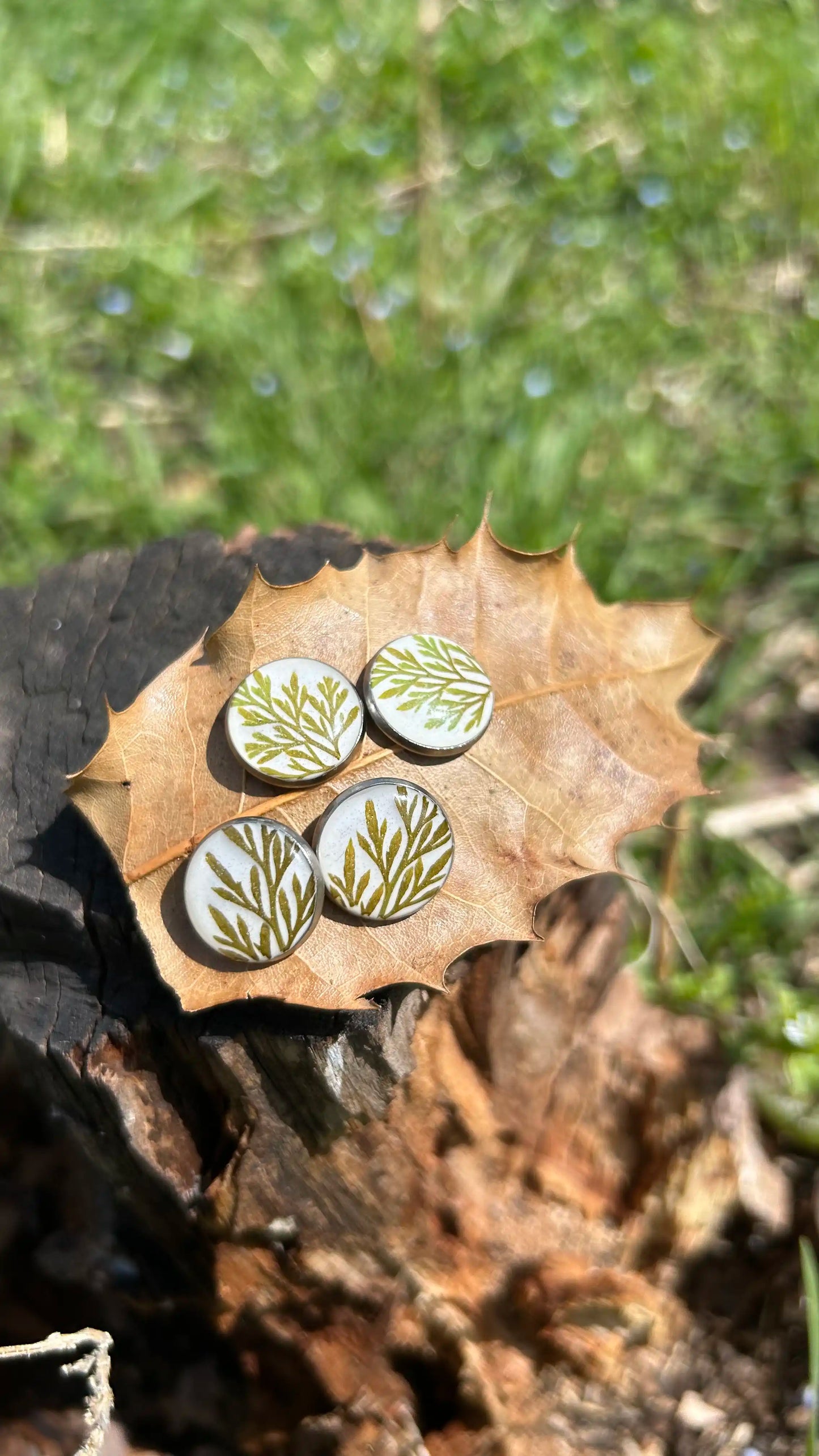 Evergreen Fern Studs
