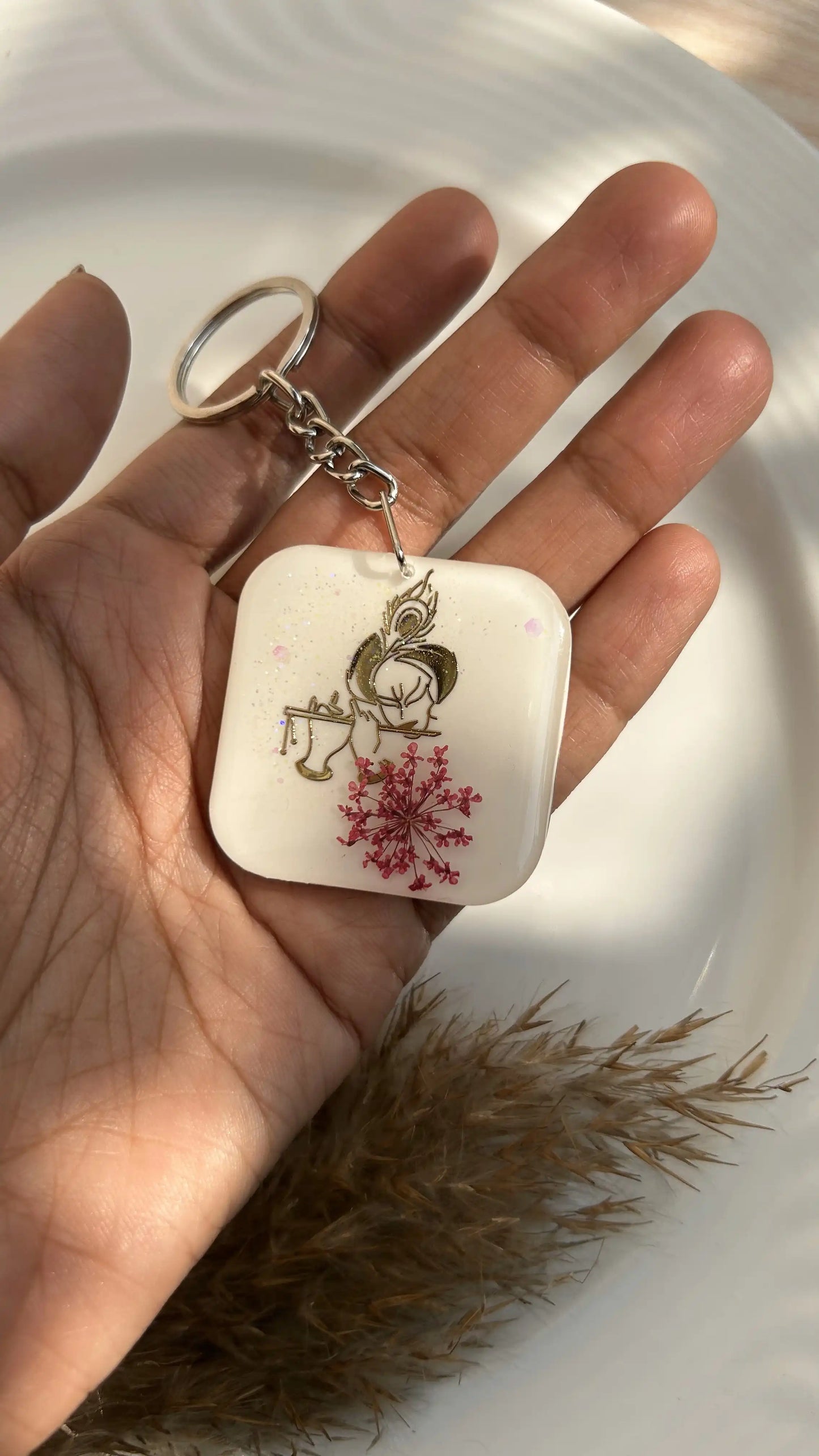 Floral Krishna Keychain
