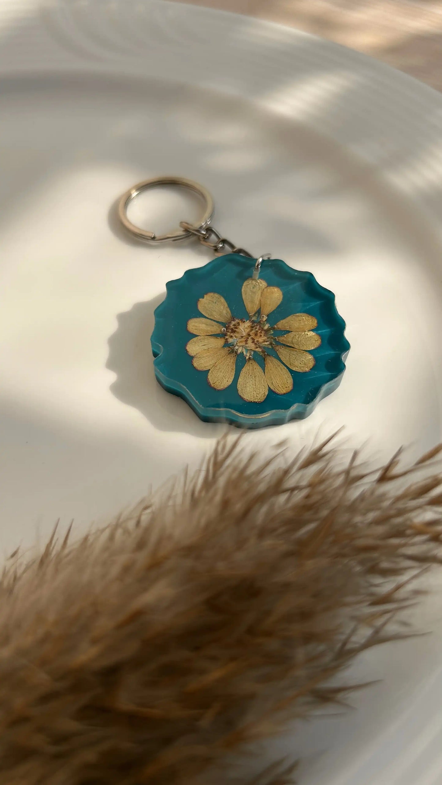 Teal Blossom Keychain