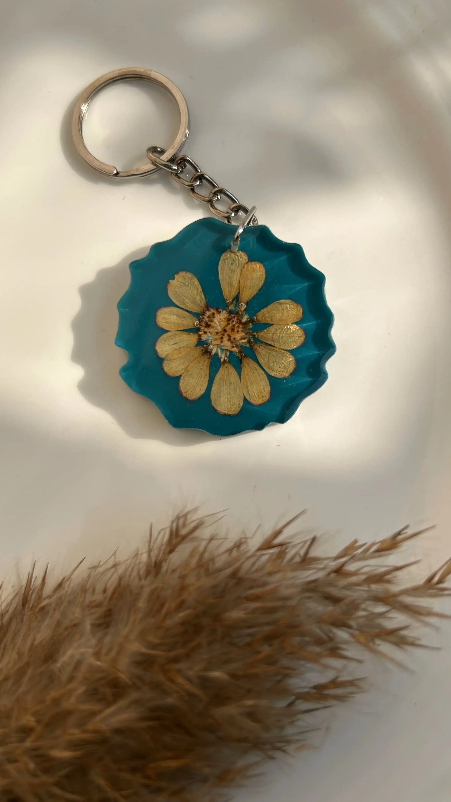 Teal Blossom Keychain