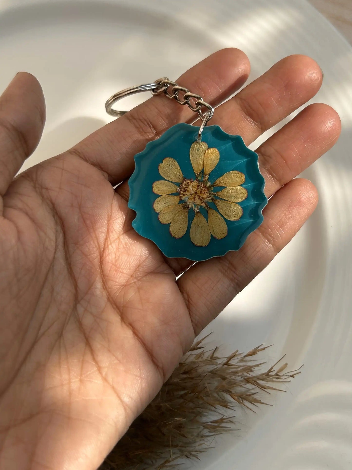 Teal Blossom Keychain
