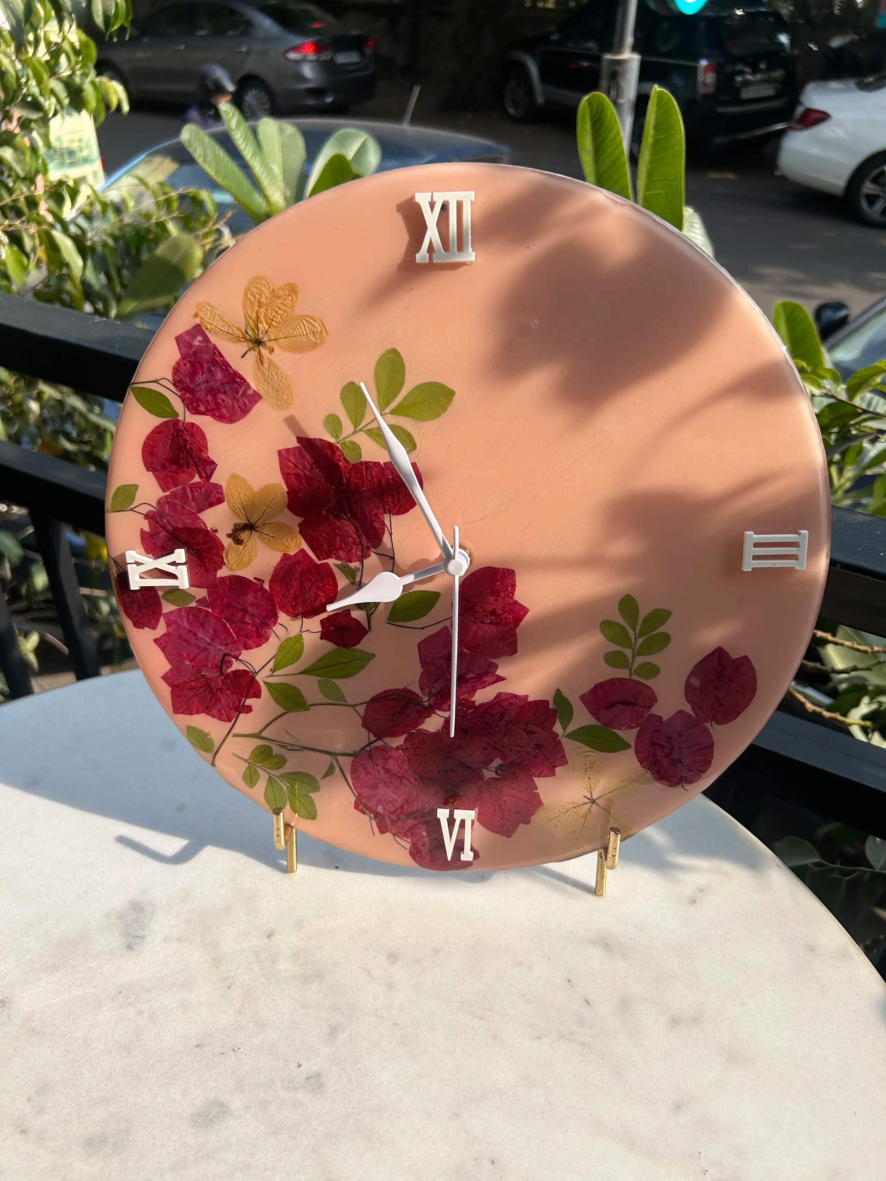 Fuchsia Floral Wall Clock