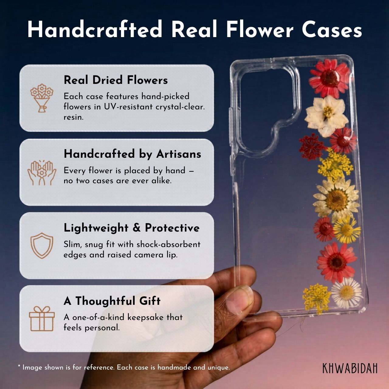 Pressed Flower Phone Case | Pink & Hot Pink Daisies with White Wildflowers & Baby's Breath in Resin | Right Bloom | Case 18