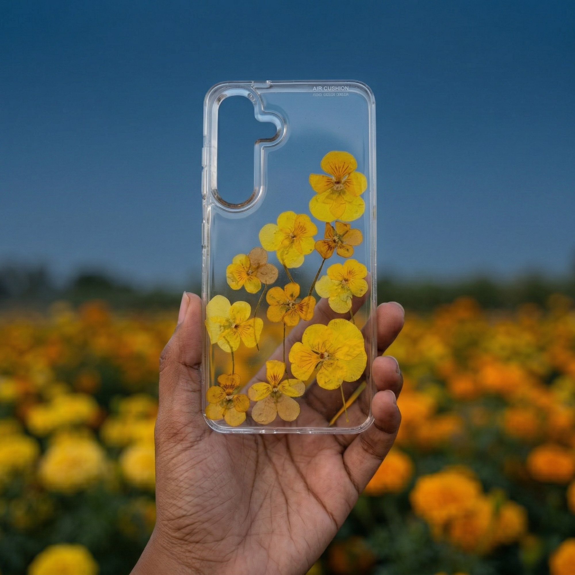 Pressed Flower Phone Case | Real Yellow Pansy Flowers in Resin | Pansy Series | Case 1