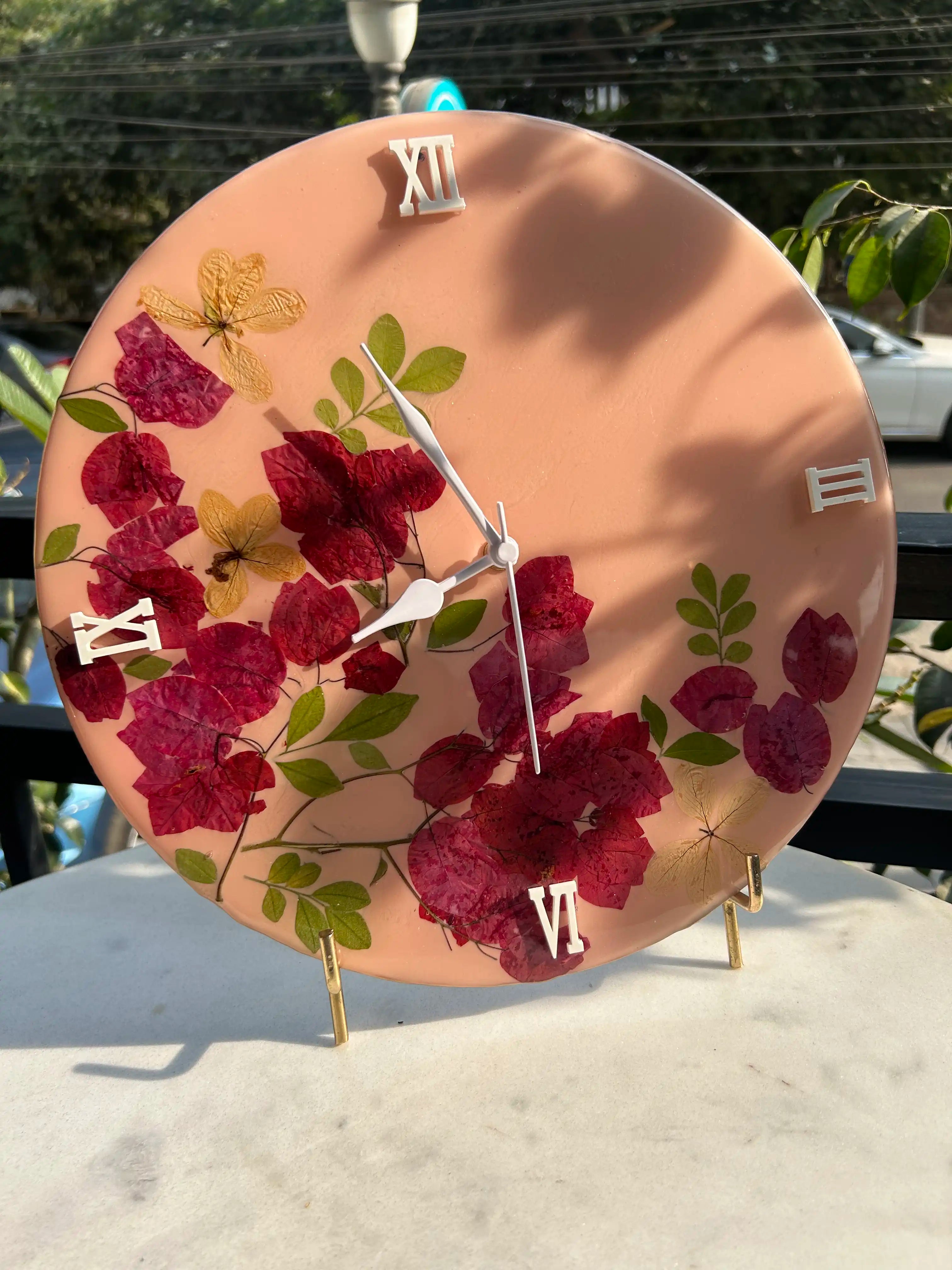 Fuchsia Floral Wall Clock