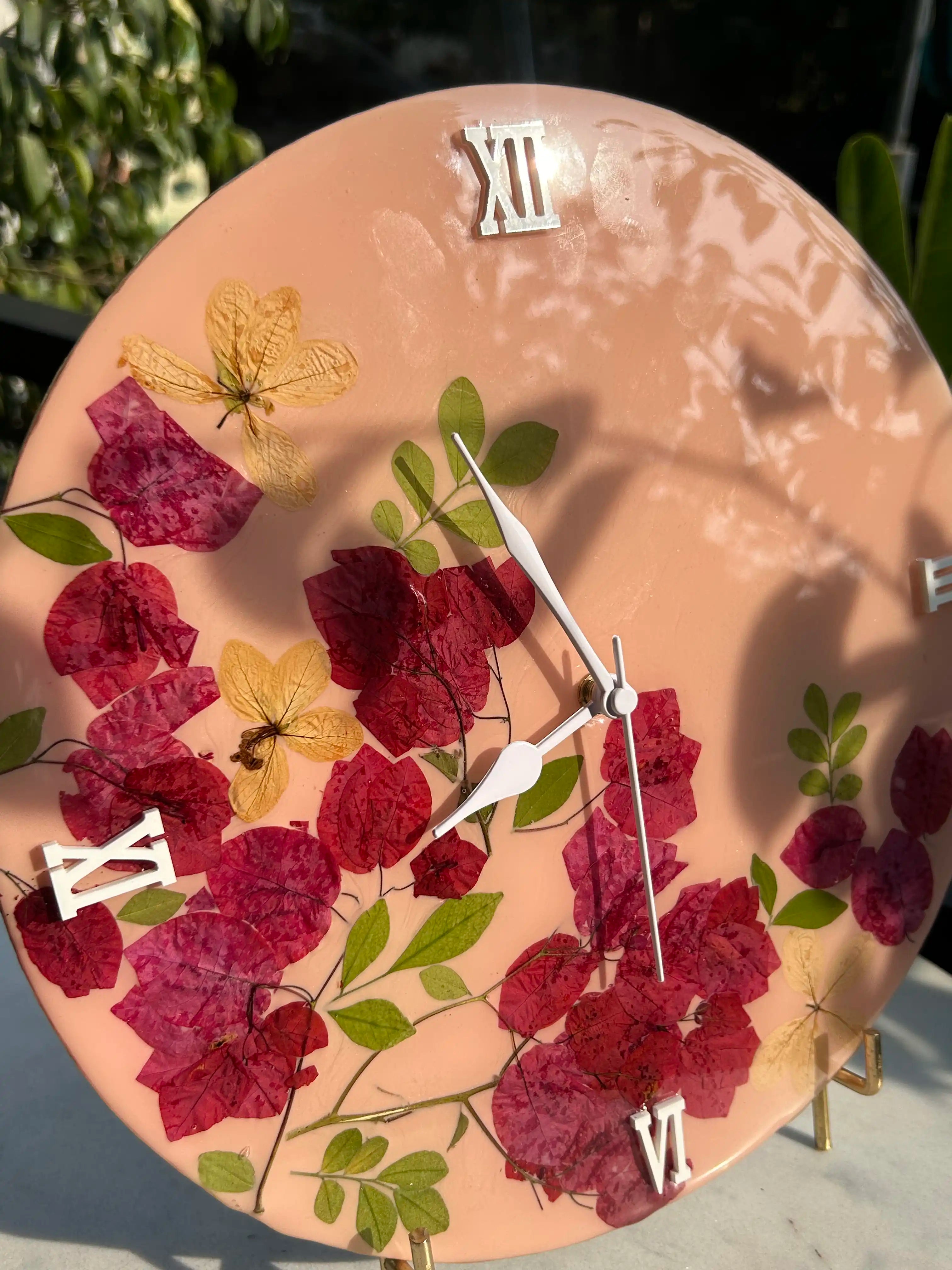 Fuchsia Floral Wall Clock