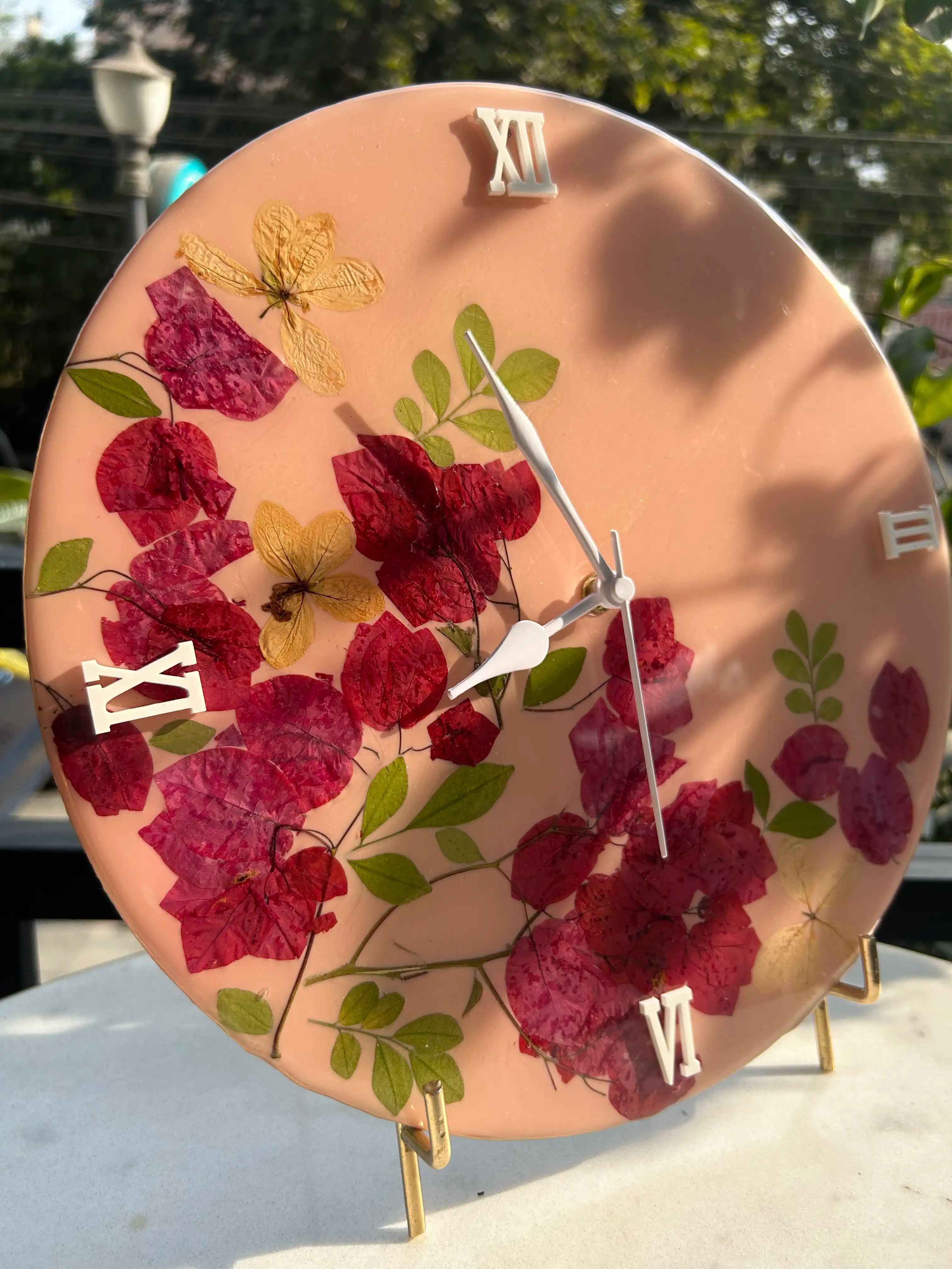 Fuchsia Floral Wall Clock