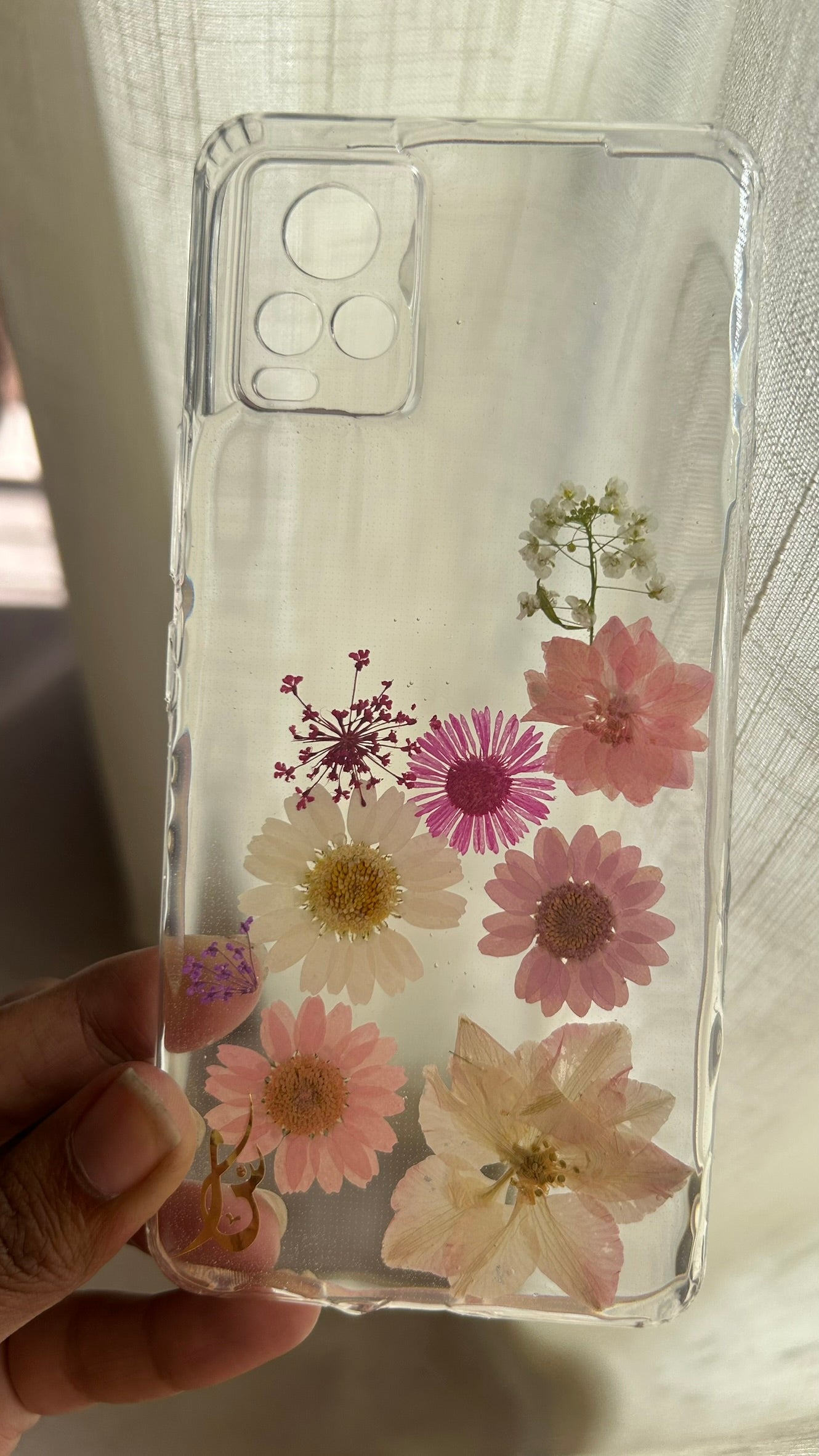 Pressed Flower Phone Case | Pink & White Mixed Flowers with Baby's Breath in Resin | Right Bloom | Case 2