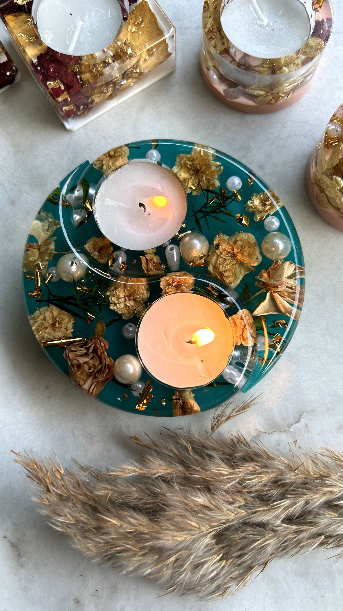Yin Yang Floral Tealight Holder