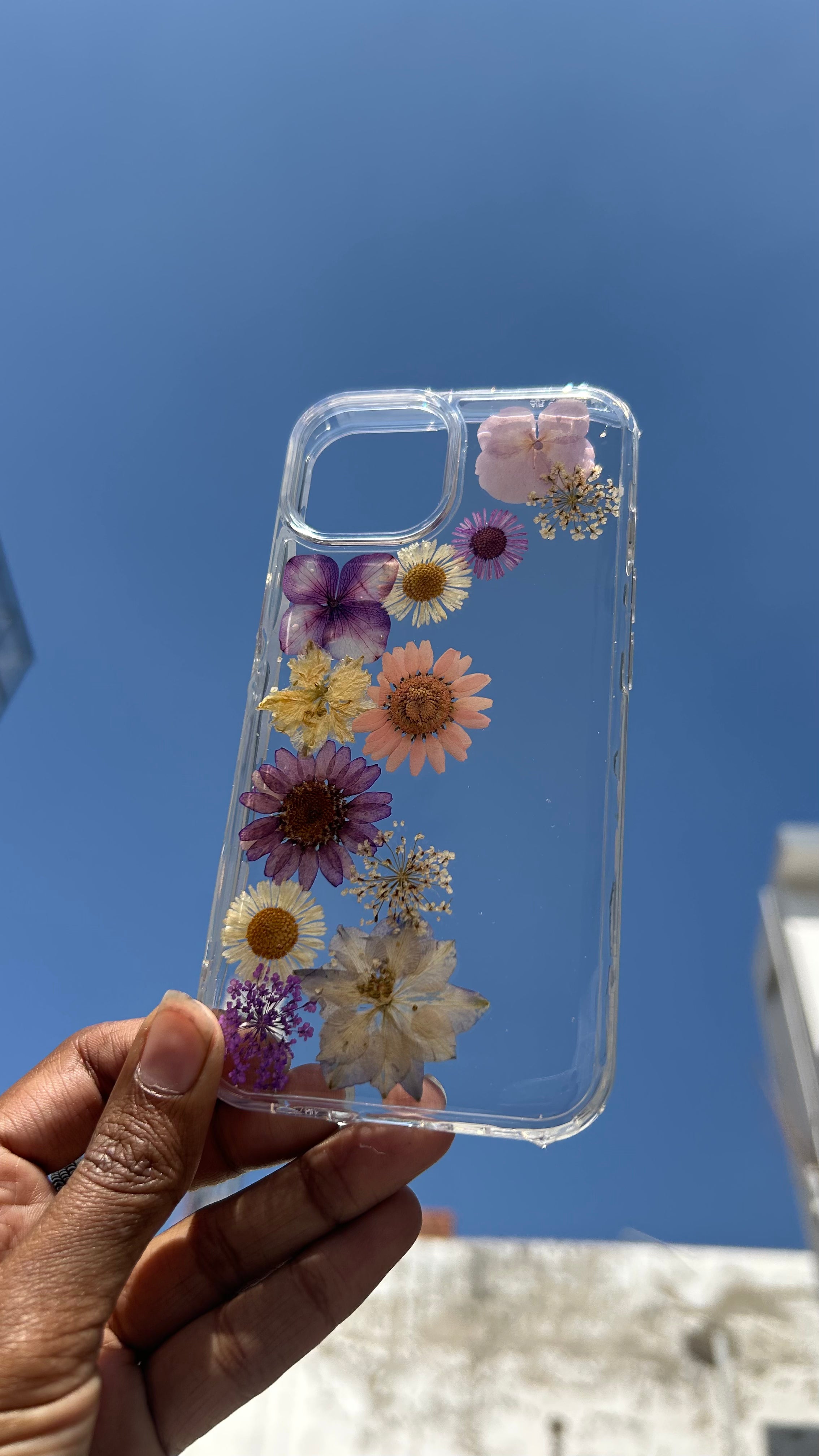 Pressed Flower Phone Case | Purple, Pink & White Mixed Flowers in Resin | Left Bloom Series | Case 1