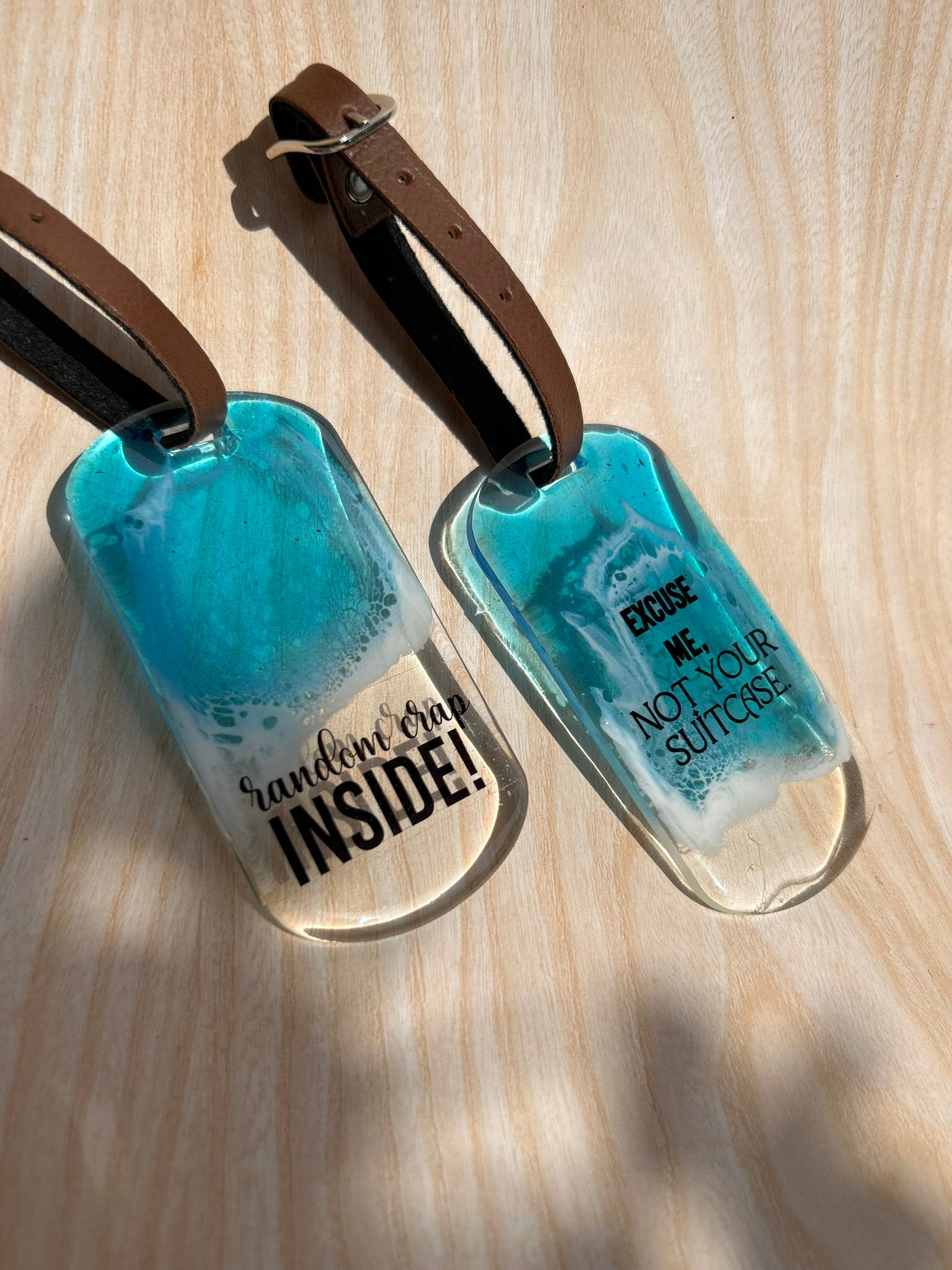 Ocean Reverie Luggage Tags - "Random Crap Inside" | Transperant Blue
