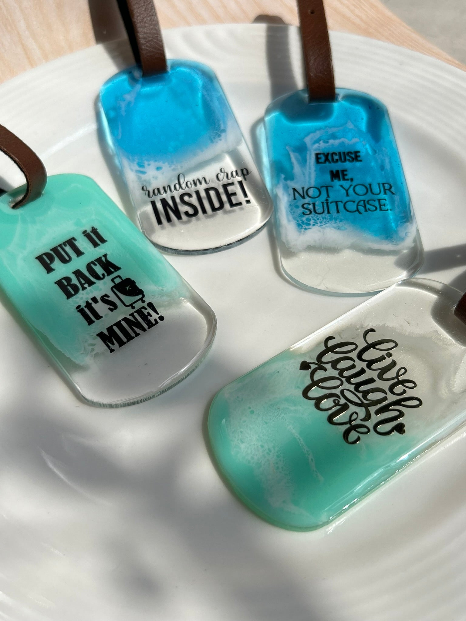 Ocean Reverie Luggage Tags - "Live Love Laugh" | Sea Green