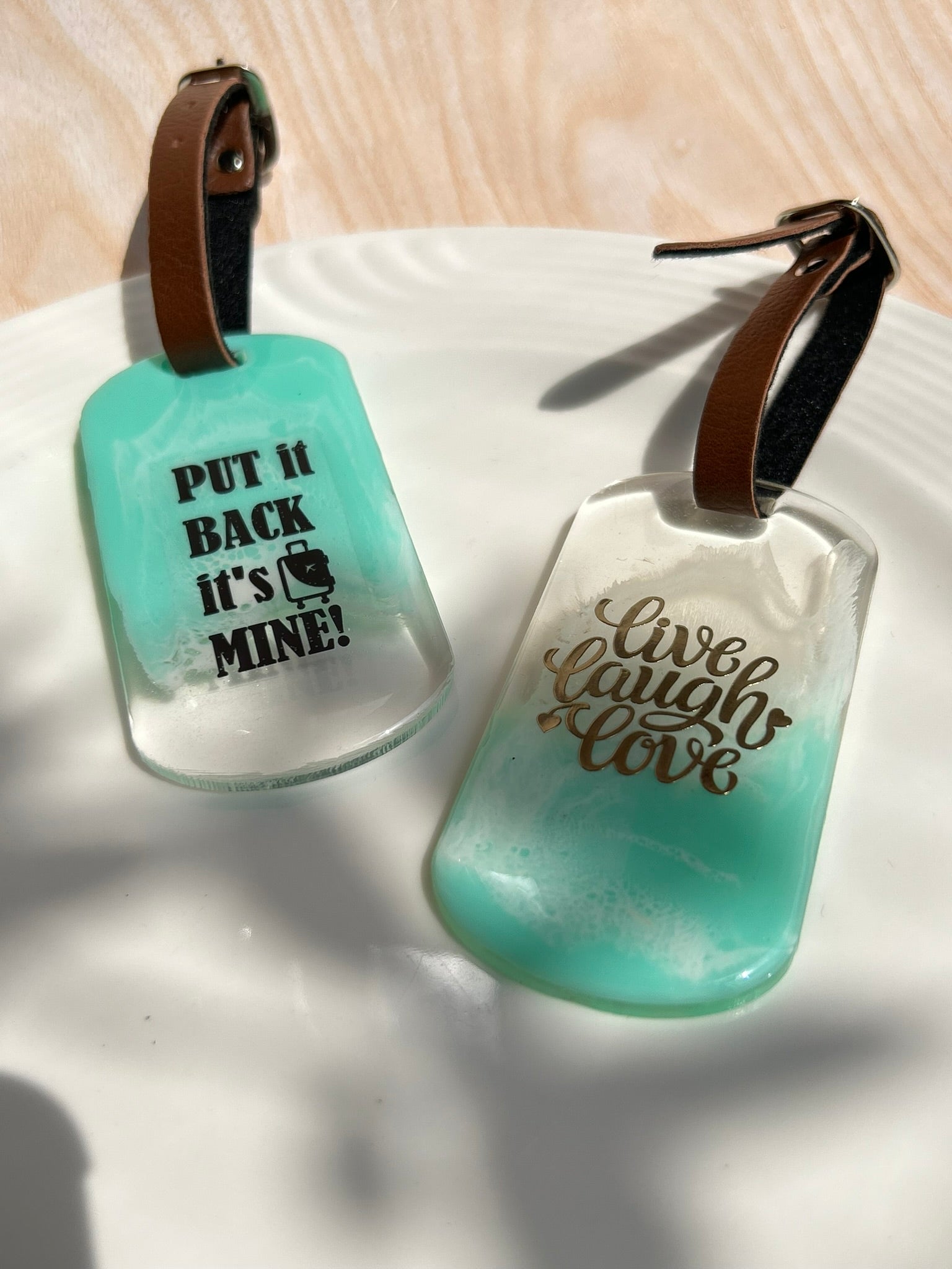 Ocean Reverie Luggage Tags - "Live Love Laugh" | Sea Green