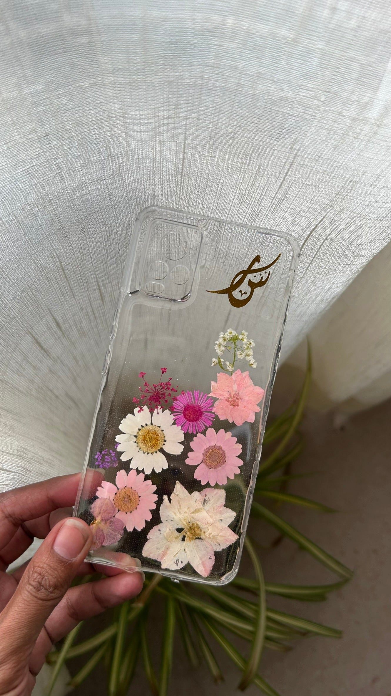 Pressed Flower Phone Case | Pink & White Mixed Flowers with Baby's Breath in Resin | Right Bloom | Case 2