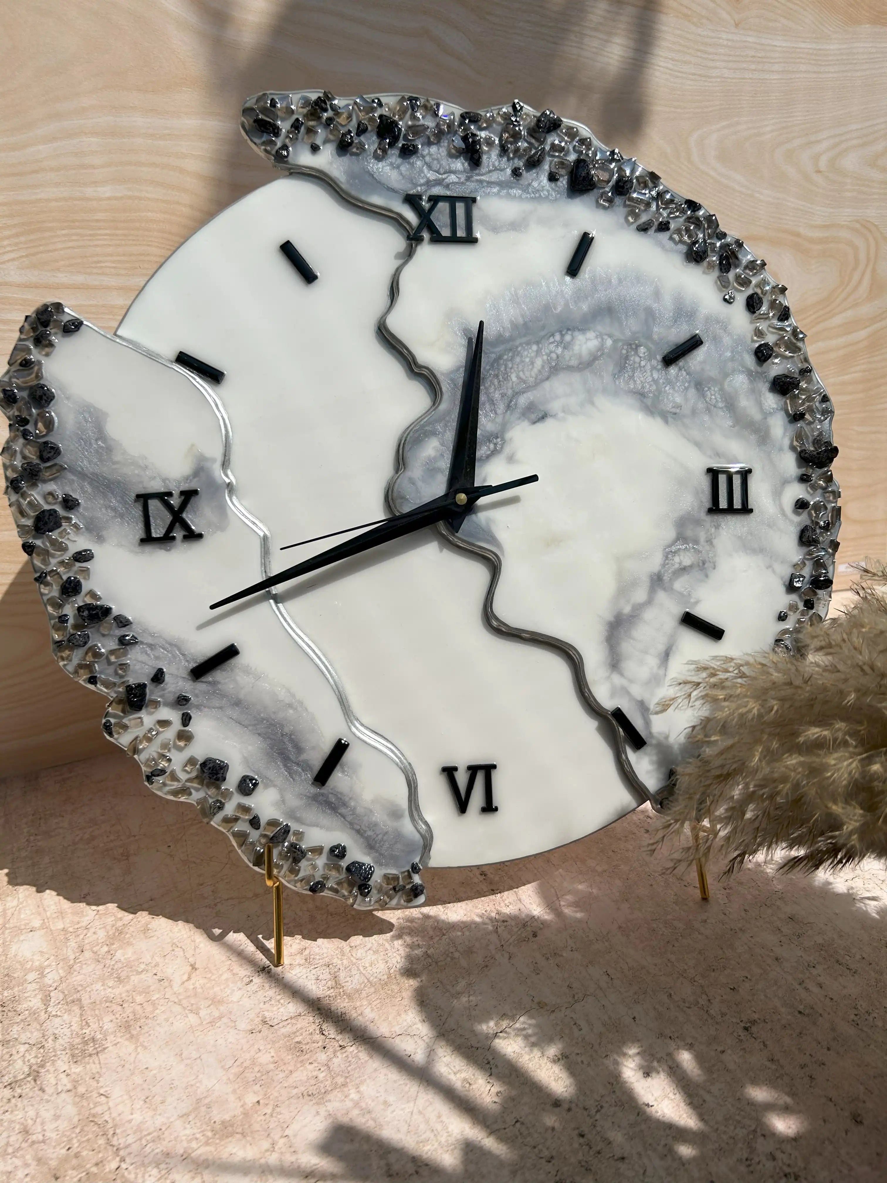 Monochrome Geode Wall Clock