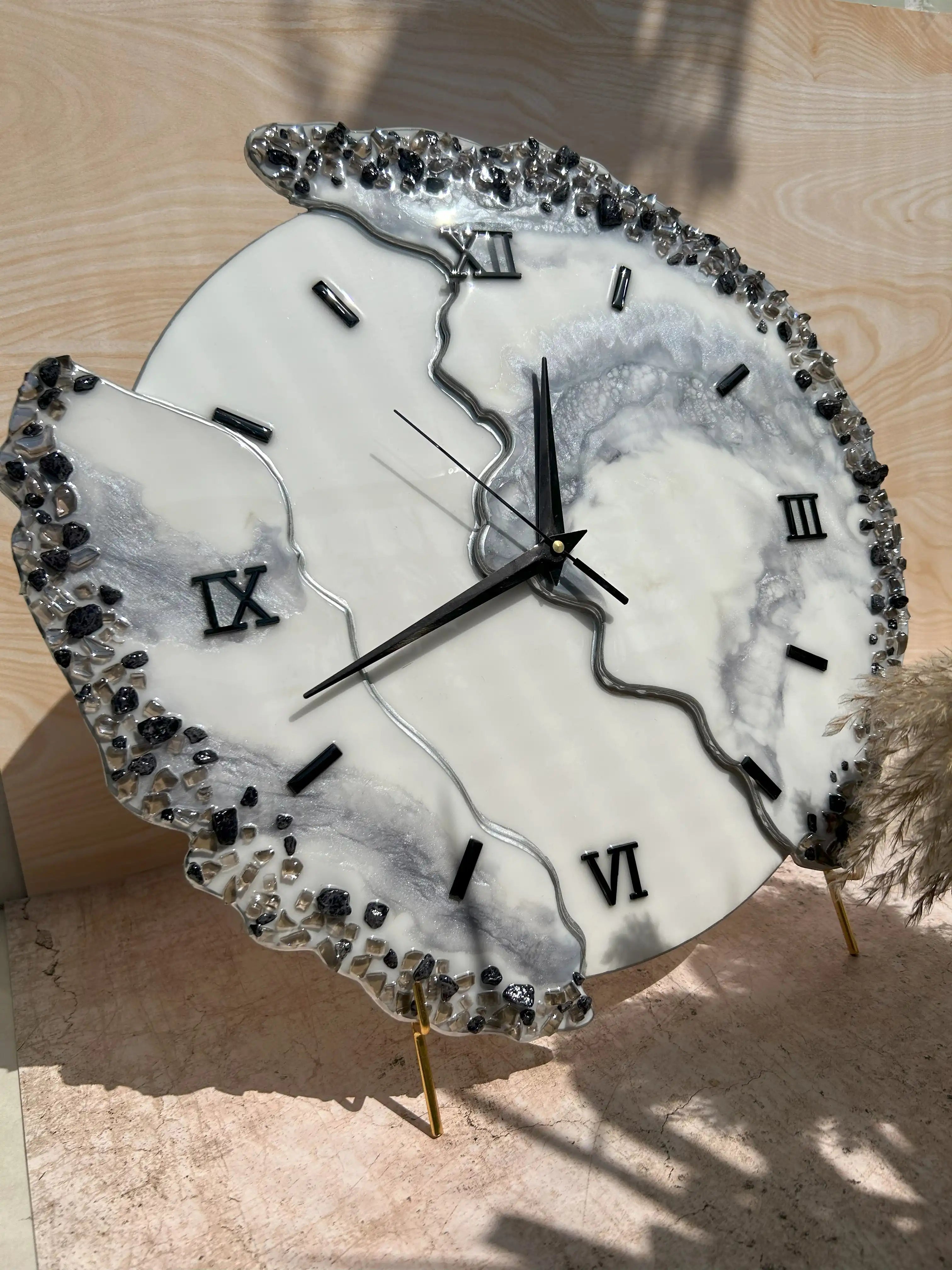 Monochrome Geode Wall Clock