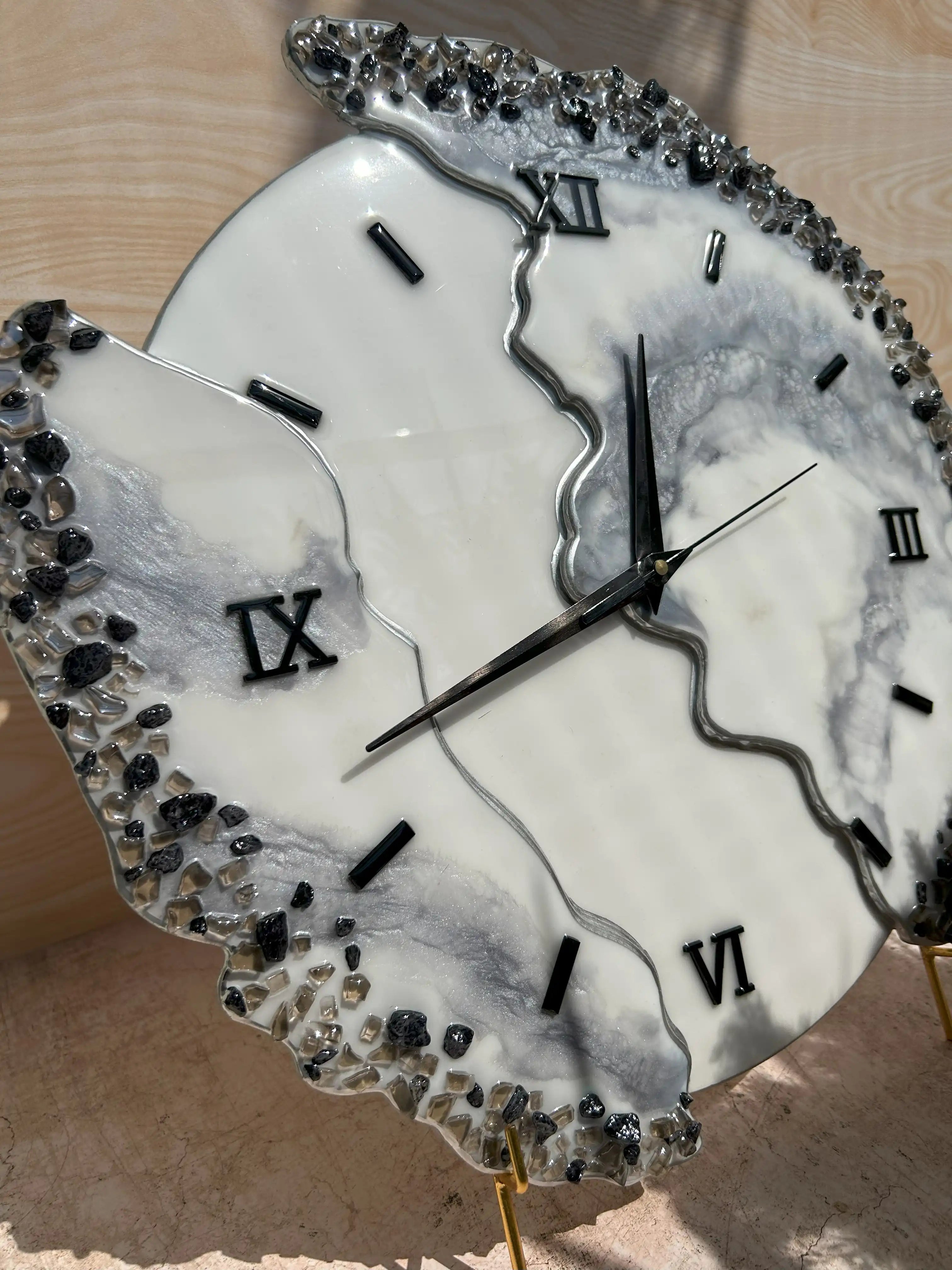 Monochrome Geode Wall Clock