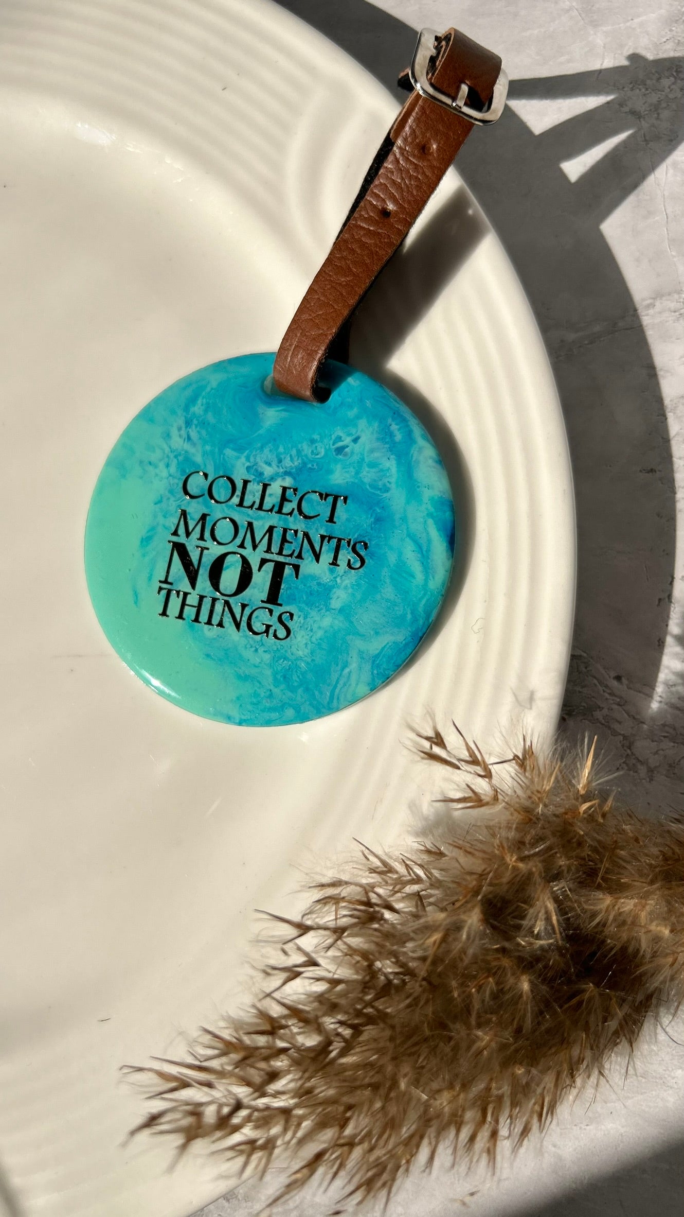 Ocean Reverie Luggage Tags - "Collect Moments Not Things" | Blue | Round