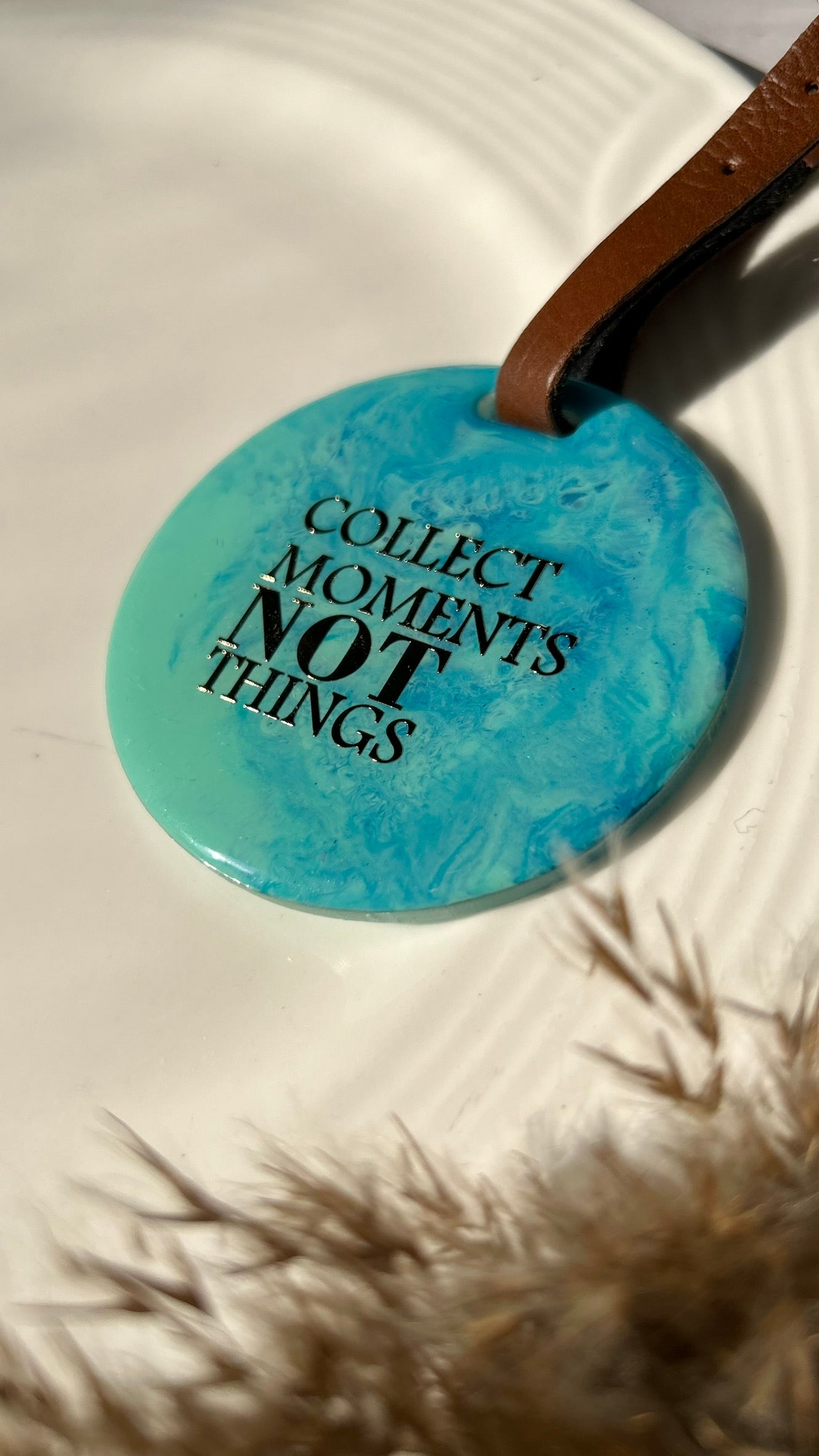 Ocean Reverie Luggage Tags - "Collect Moments Not Things" | Blue | Round
