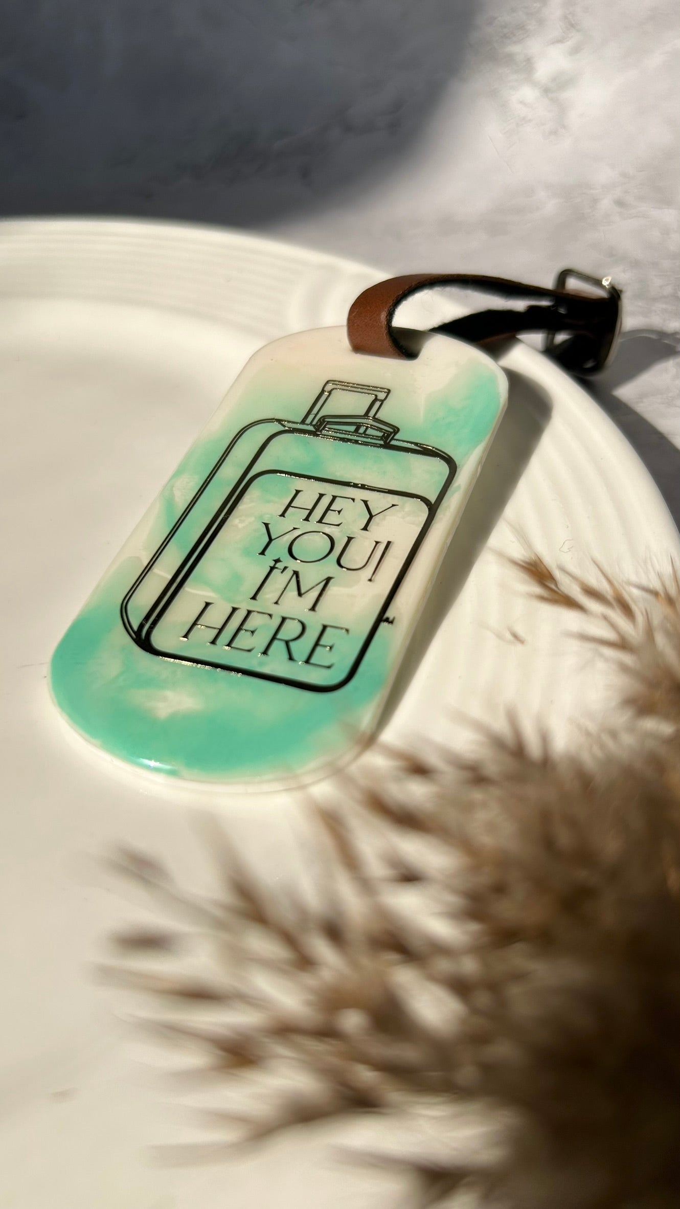 Ocean Reverie Luggage Tags - "Hey You I am here" | Sea Green