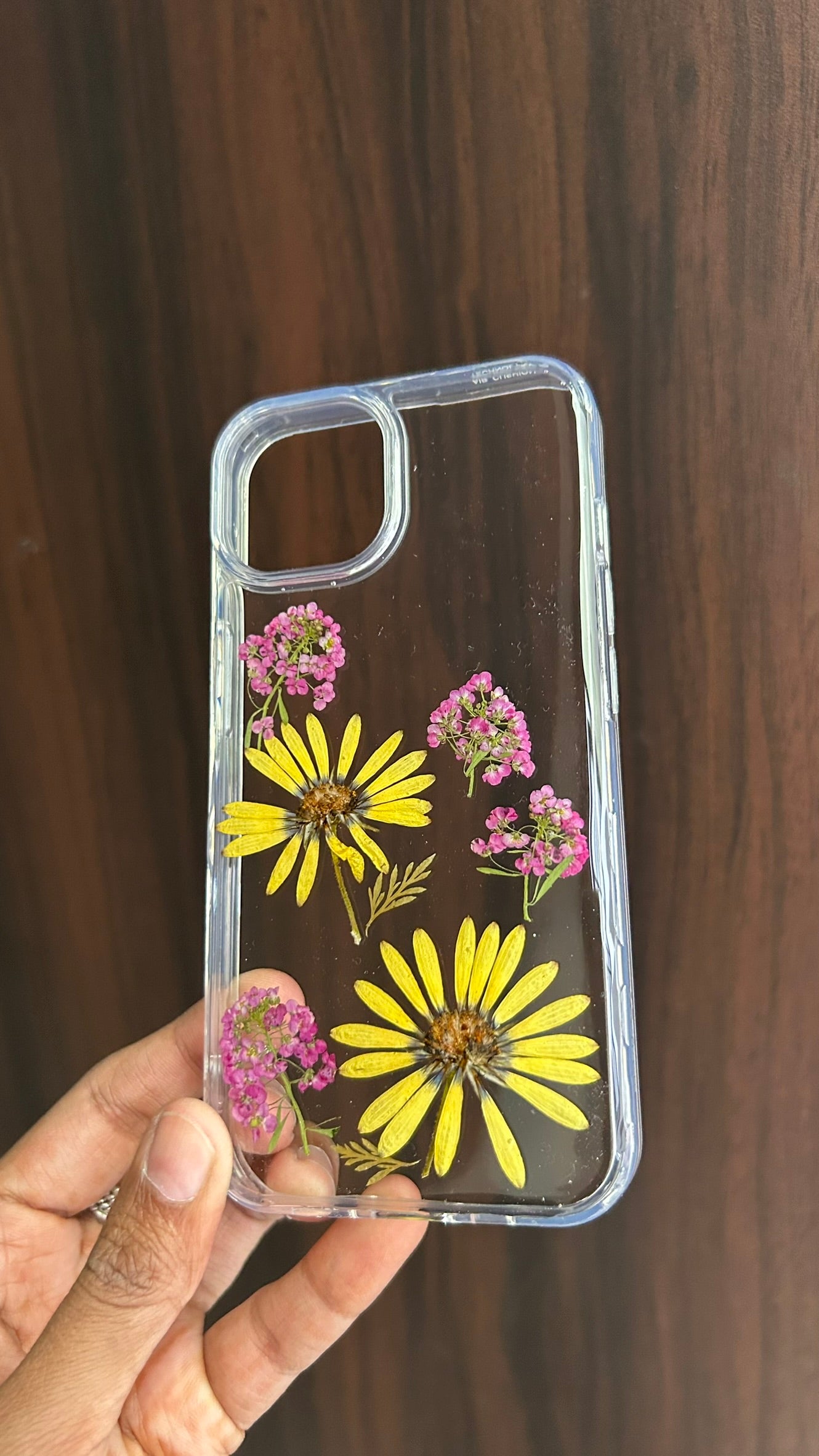 Pressed Flower Phone Case | Yellow Sunflowers & Pink Baby's Breath in Resin | Centre Bloom | Case 2