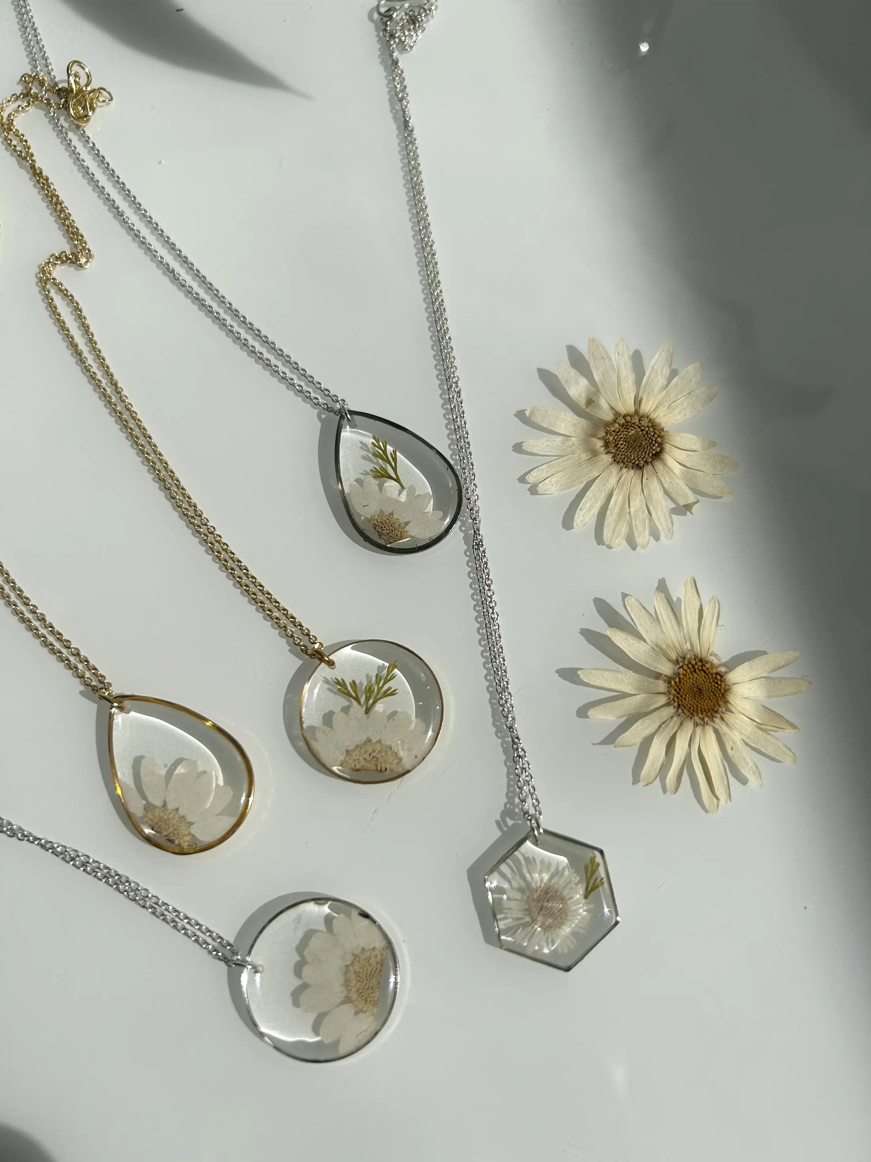 Daisy Medallion Hexagon Necklace