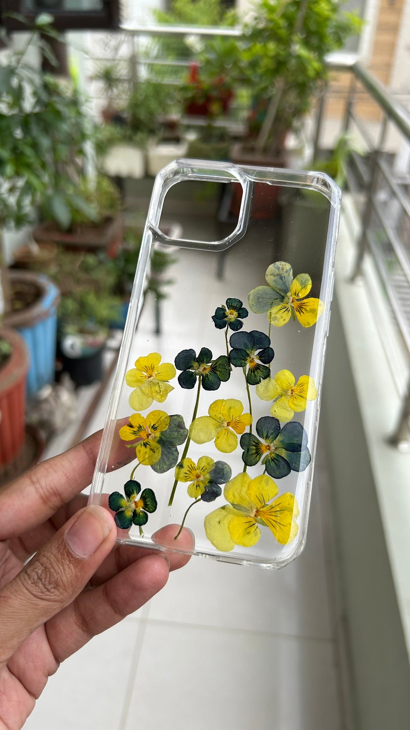 Pressed Flower Phone Case | Real Yellow Pansy Flowers in Resin | Pansy Series | Case 2