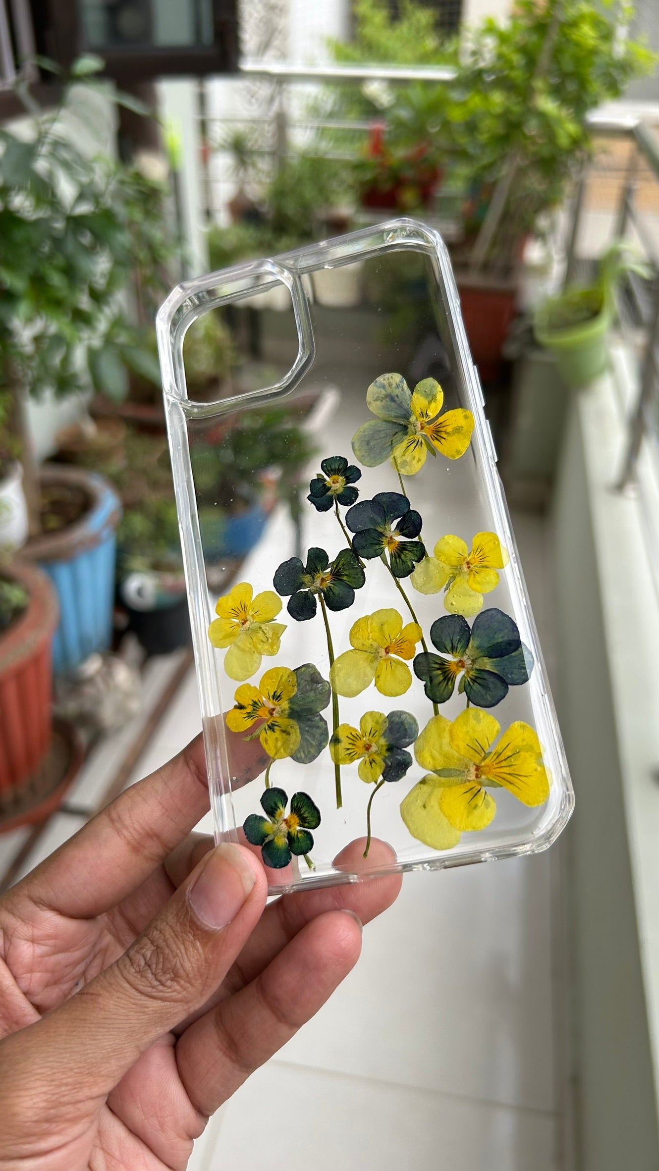 Pressed Flower Phone Case | Real Yellow Pansy Flowers in Resin | Pansy Series | Case 2