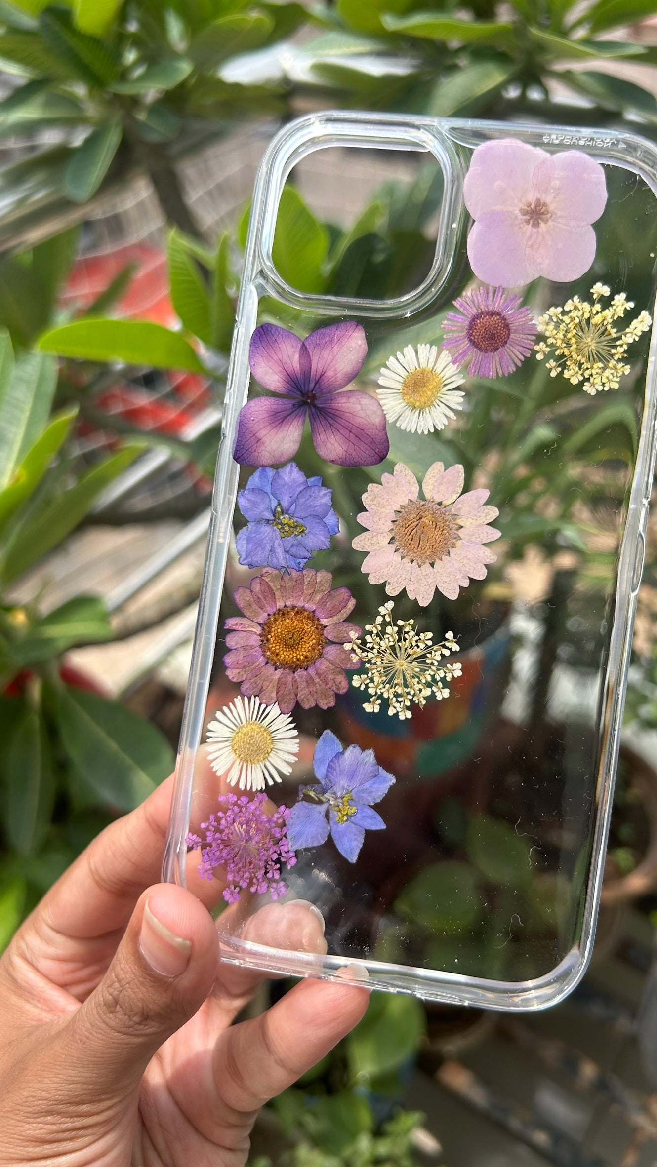 Pressed Flower Phone Case | Purple, Pink & White Mixed Flowers in Resin | Left Bloom Series | Case 1