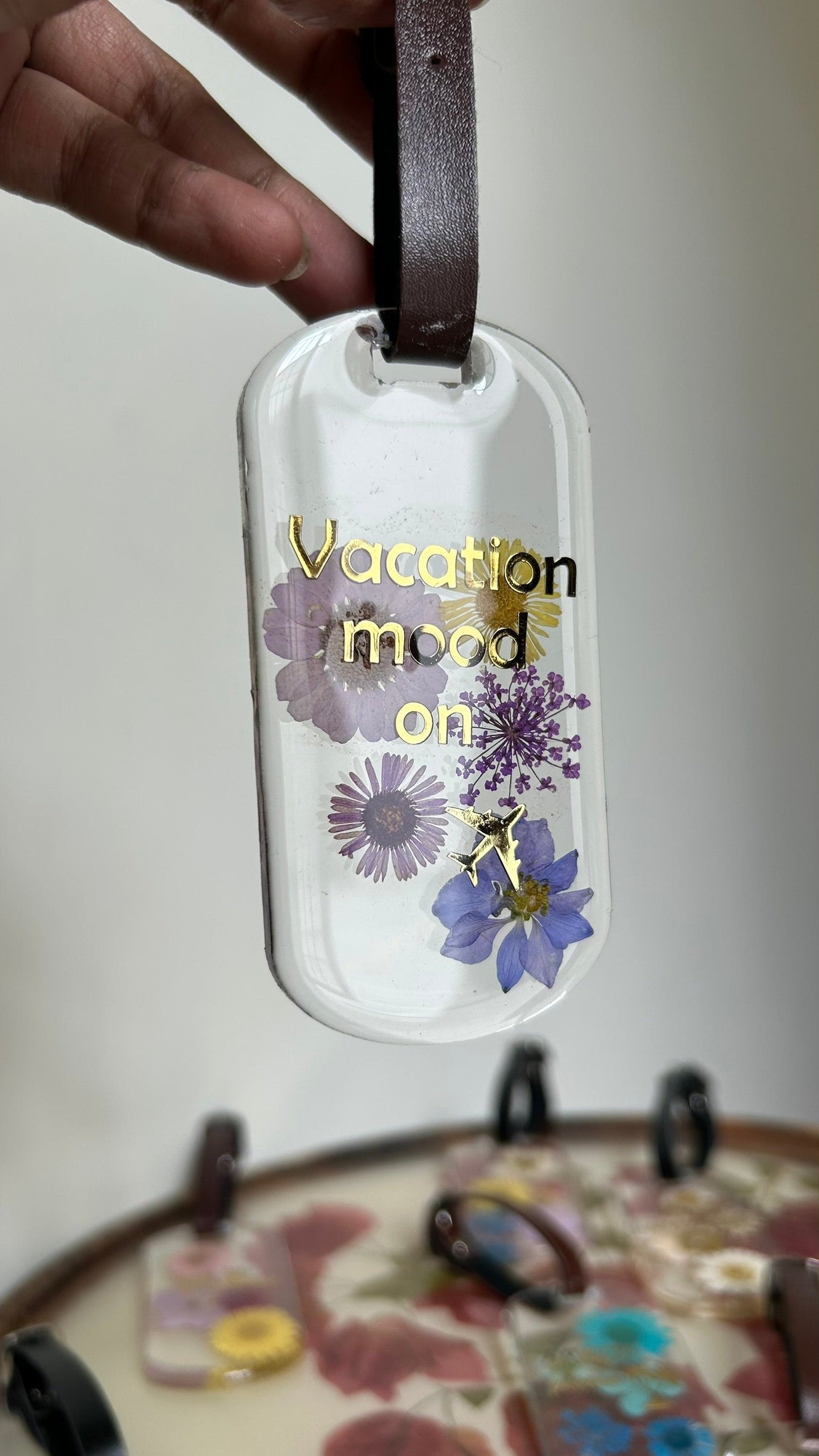 Flora Faraway Resin Luggage Tags - "Vacation Mode" | Purple Color Flower