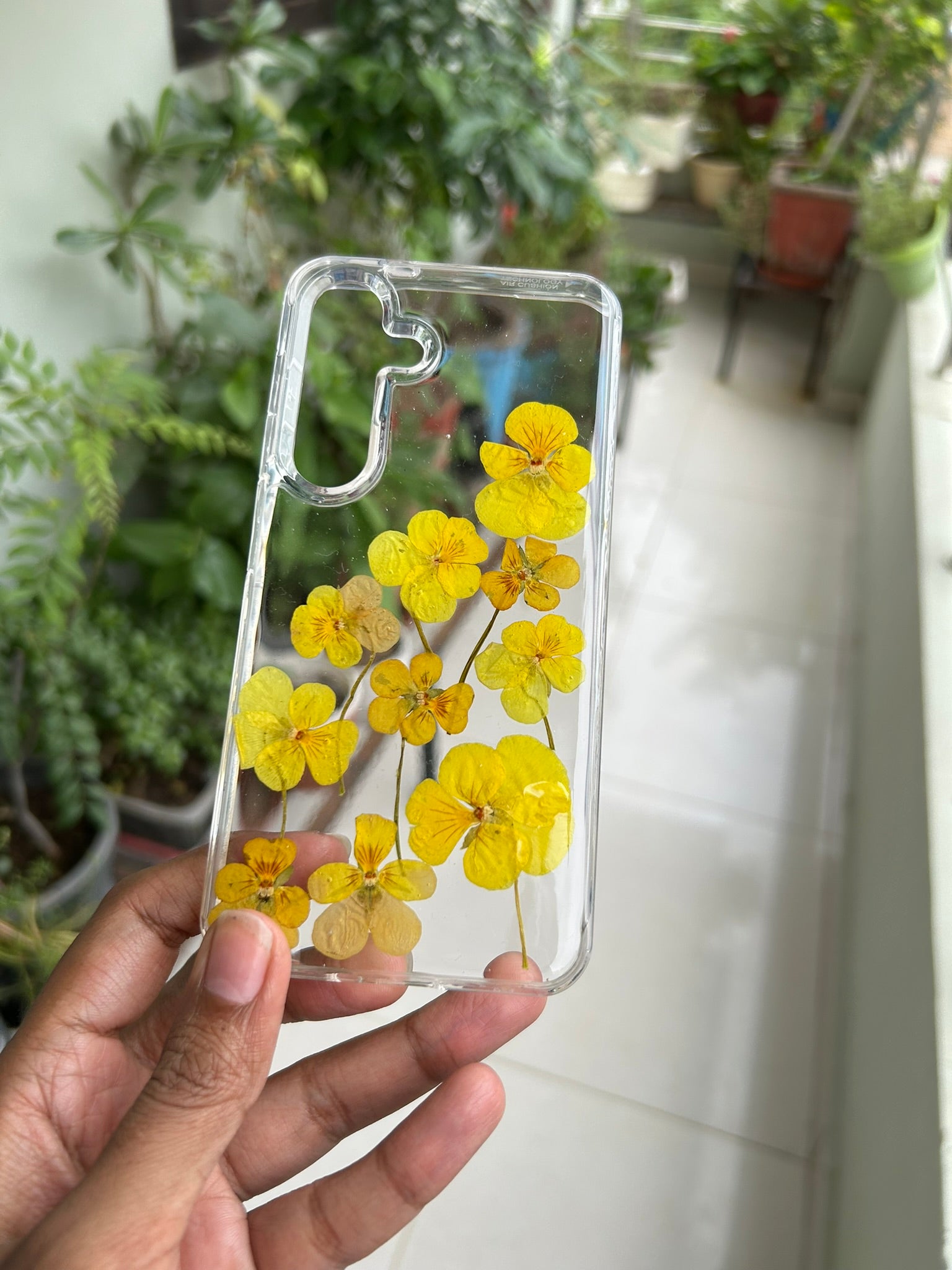 Pressed Flower Phone Case | Real Yellow Pansy Flowers in Resin | Pansy Series | Case 1