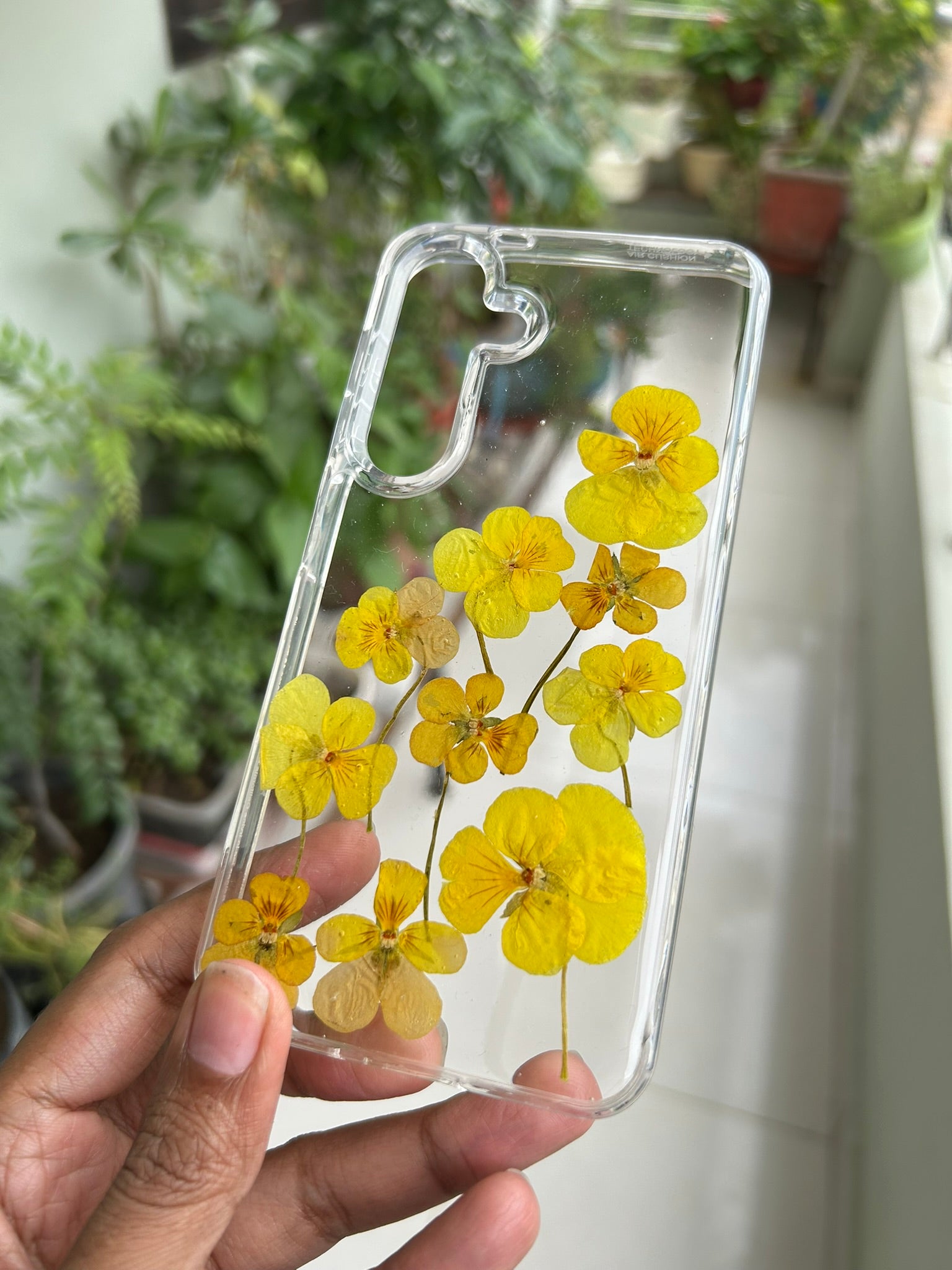 Pressed Flower Phone Case | Real Yellow Pansy Flowers in Resin | Pansy Series | Case 1