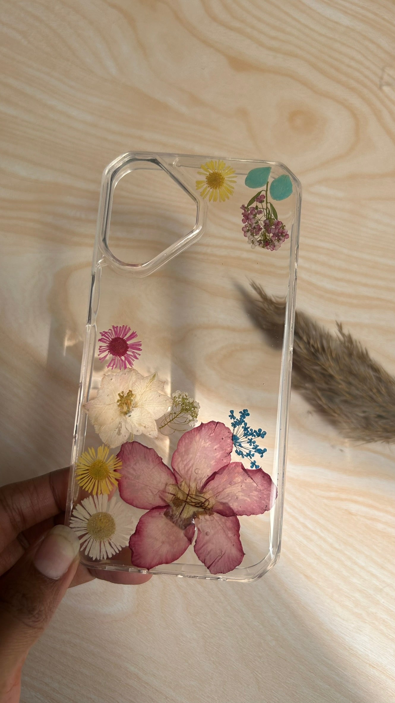 Pressed Flower Phone Case | Multicolor Mixed Flowers in Resin | Left Bloom Series | Case 2