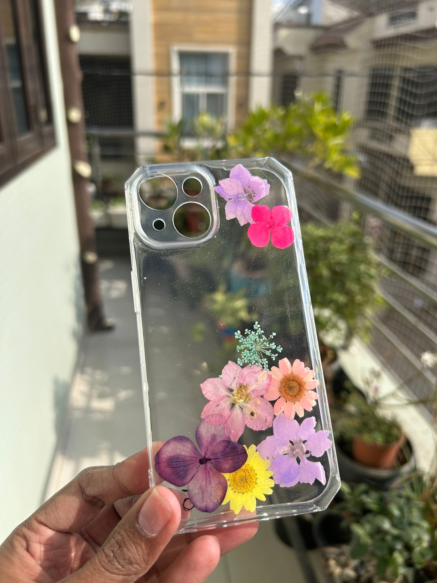 Pressed Flower Phone Case | Pink, Peach & Purple Hydrangeas with Mixed Wildflowers in Resin | Right Bloom | Case 12