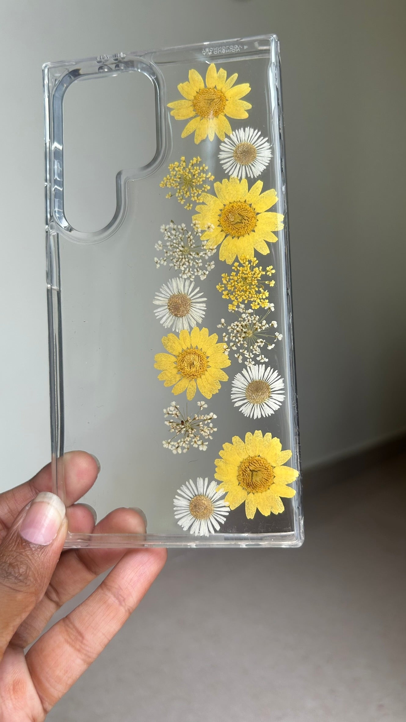 Pressed Flower Phone Case | Yellow Sunflowers & White Daisies with Yellow Baby's Breath in Resin | Straight Bloom | Case 6