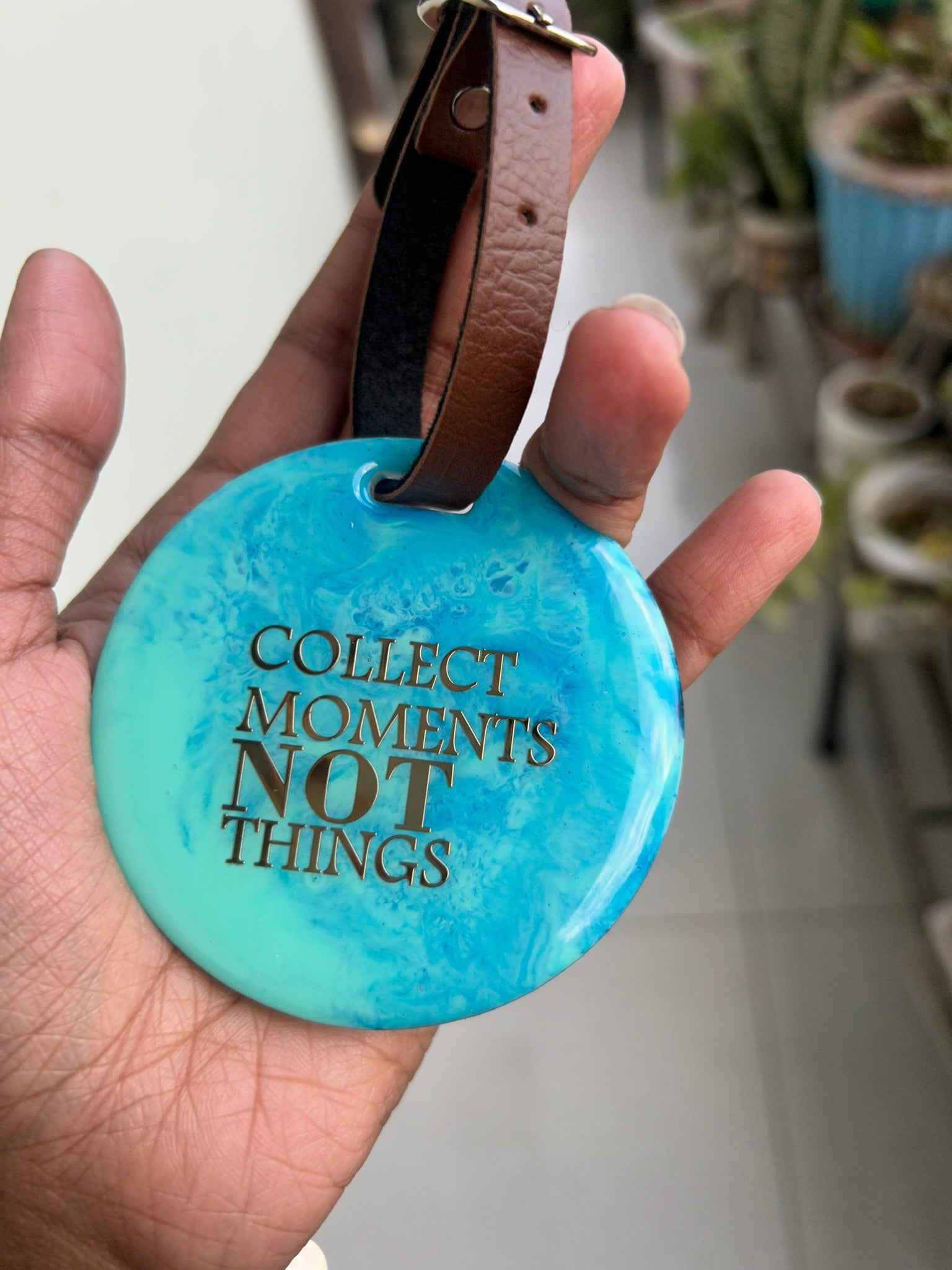 Ocean Reverie Luggage Tags - "Collect Moments Not Things" | Blue | Round