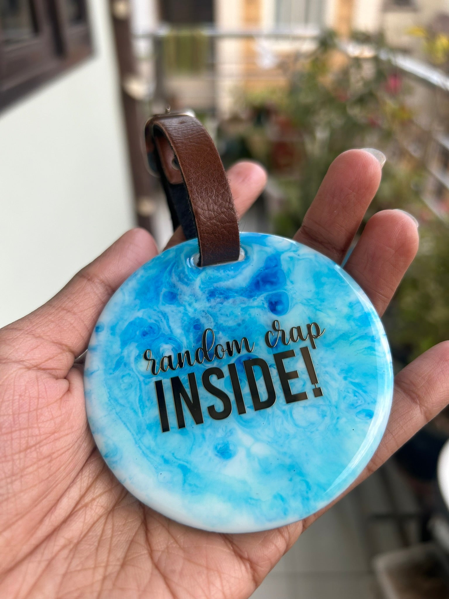 Ocean Reverie Luggage Tags - "Random Crap Inside" | Blue | Round