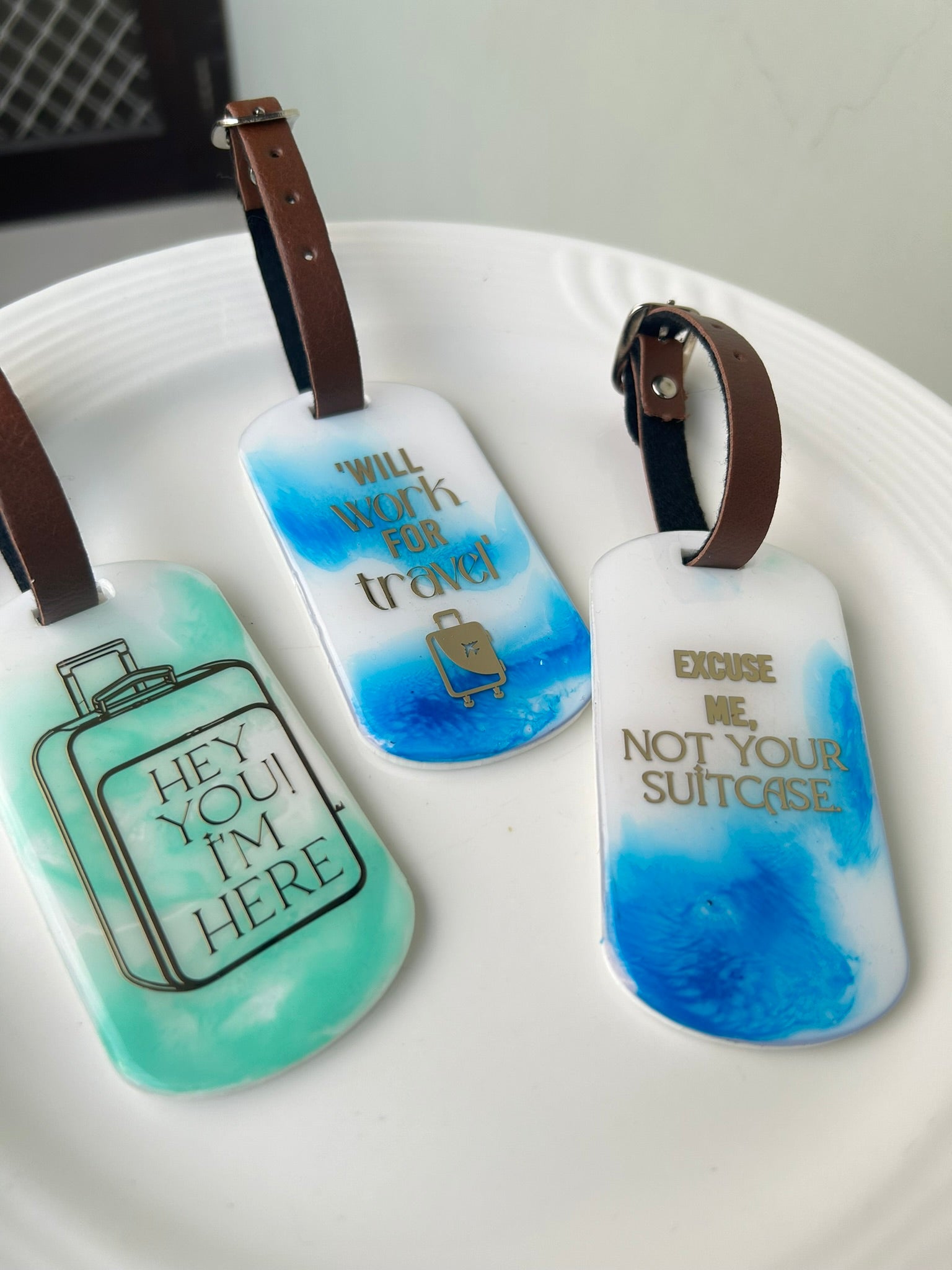 Ocean Reverie Luggage Tags - "Hey You I am here" | Sea Green