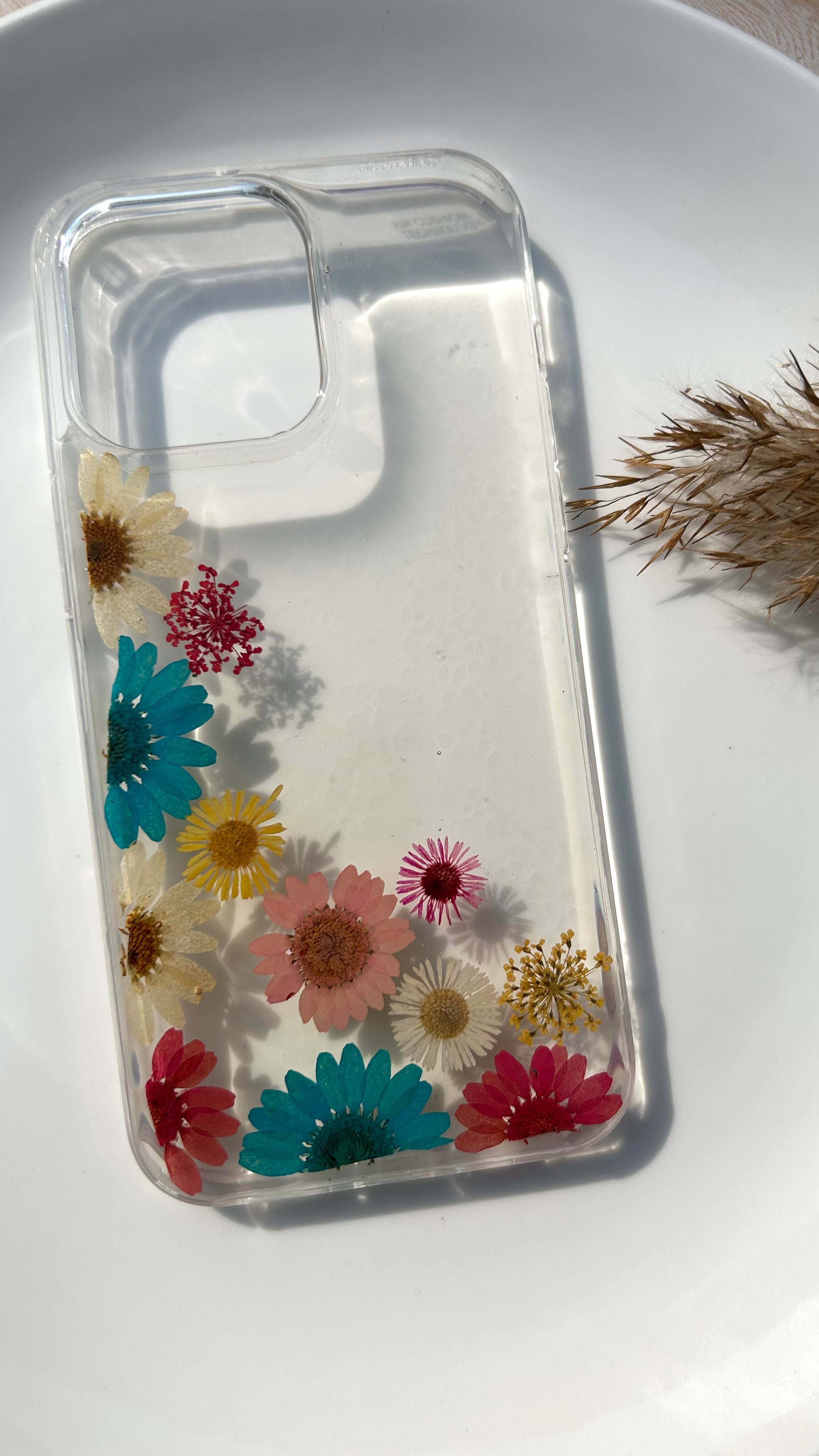 Pressed Flower Phone Case | Multicolor Daisy Mix in Resin | Left Bloom Series | Case 8