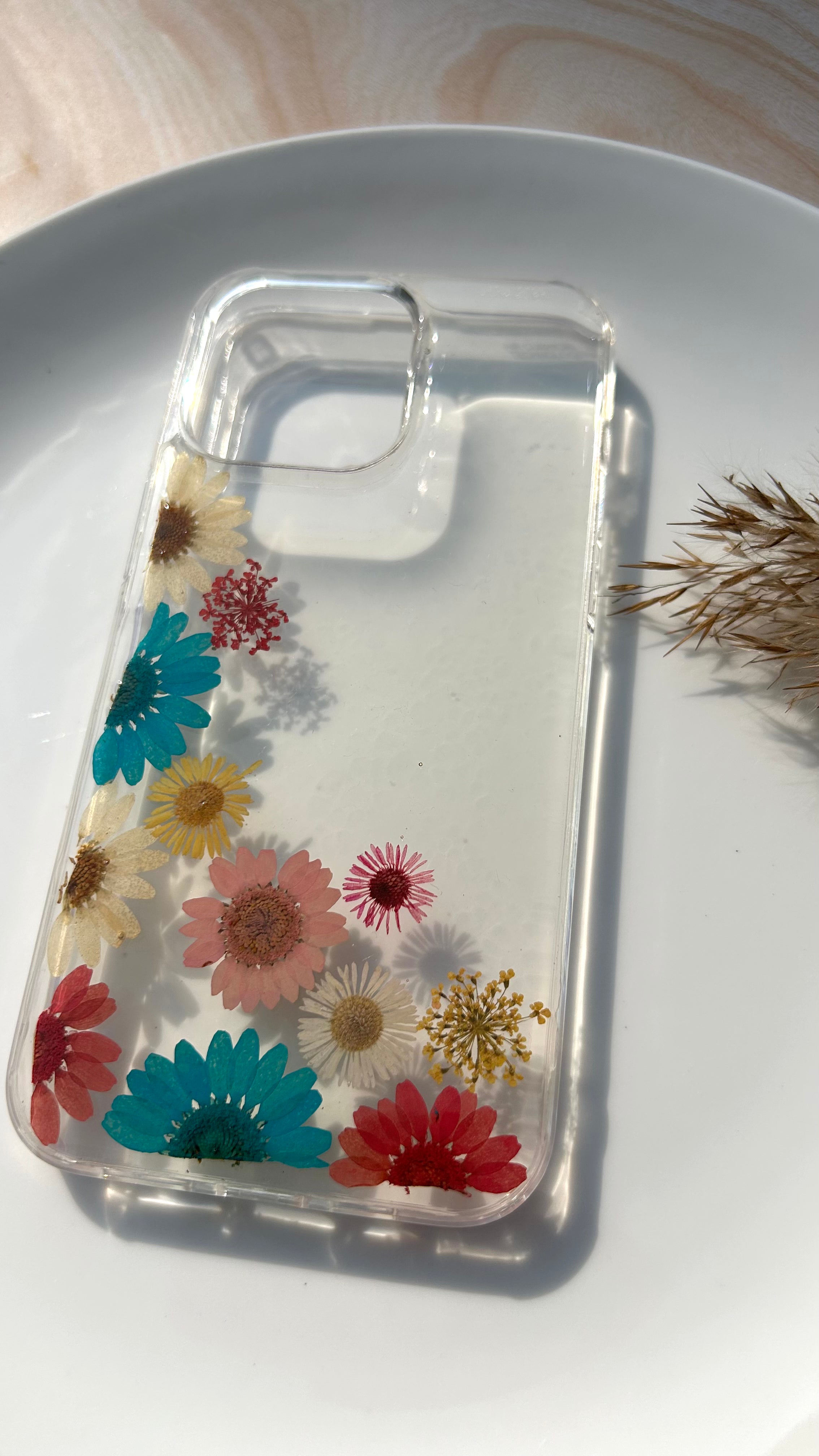 Pressed Flower Phone Case | Multicolor Daisy Mix in Resin | Left Bloom Series | Case 8