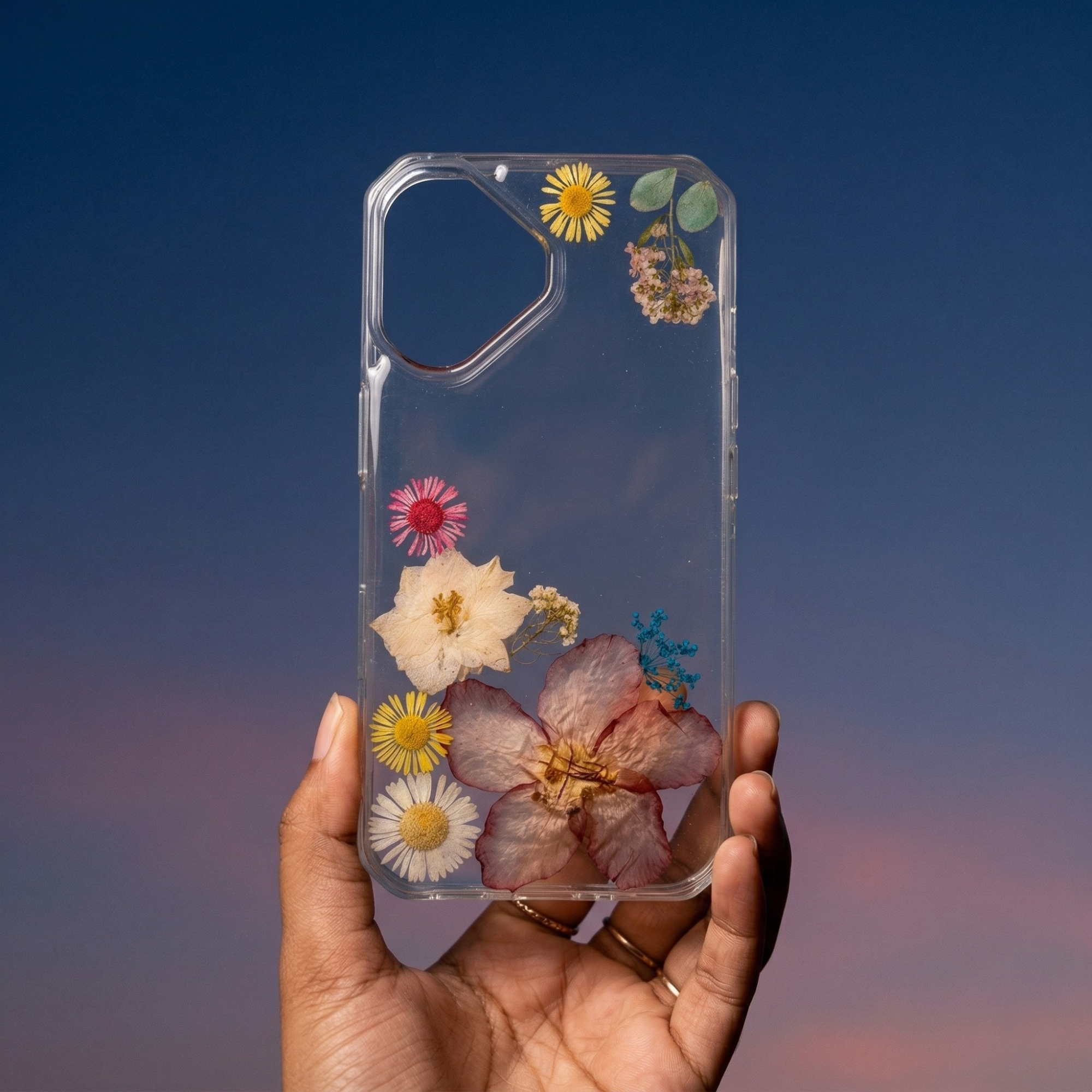 Pressed Flower Phone Case | Multicolor Mixed Flowers in Resin | Left Bloom Series | Case 2